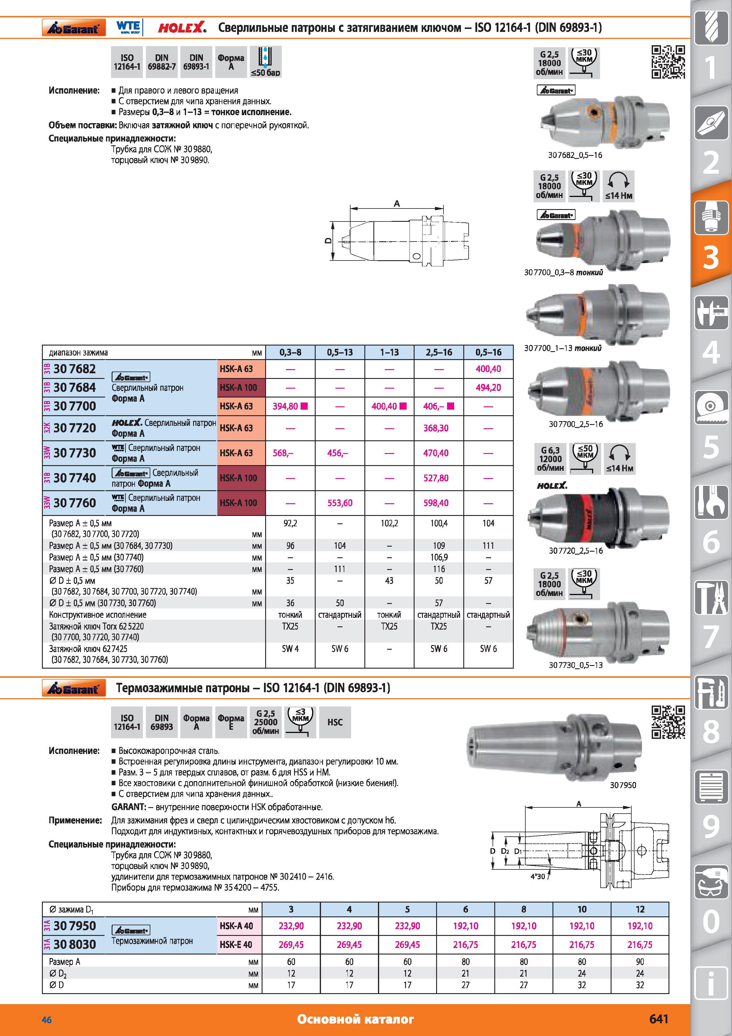 641 Сверлильные патроны с затягиванием ключом от Hoffmann Group ISO 12164-1 ISO DIN DIN Форма 12164-1 69882-7 69893-1 A Li 50 бар Для правого и левого вра Каталог HOFFMANN GROUP 2015 № 46 на русском Инструмент Оборудование Инвентарь Комплексные технологические решения и поставки Стр. 641