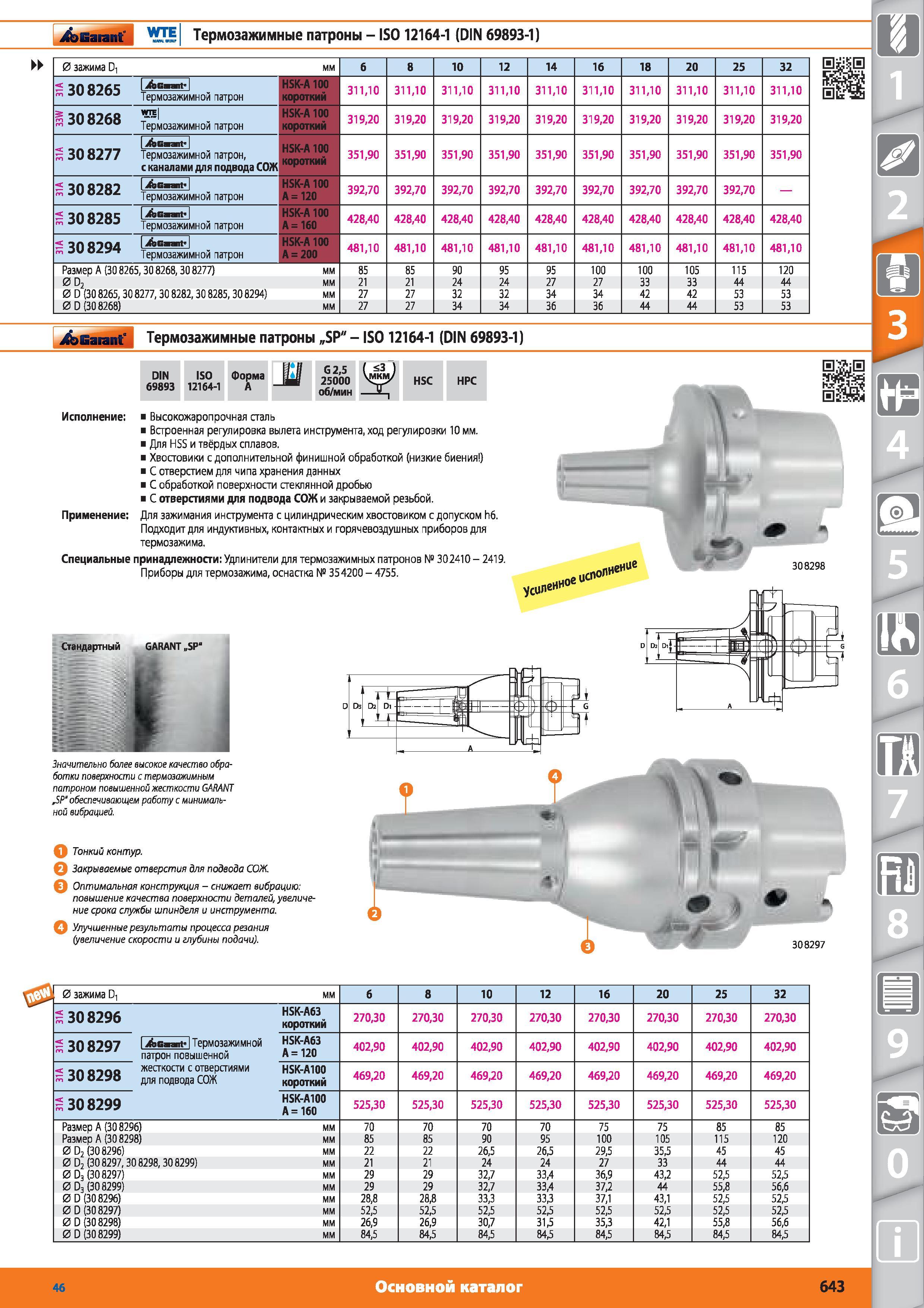643 Термозажимные патроны ISO 12164-1 (DIN 69893-1) от Hoffmann Group Диаметр зажима D мм 8 10 12 14 16 18 20 25 32 30 8265 1 1 Термозажимной патрон HSK-A Каталог HOFFMANN GROUP 2015 № 46 на русском Инструмент Оборудование Инвентарь Комплексные технологические решения и поставки Стр. 643