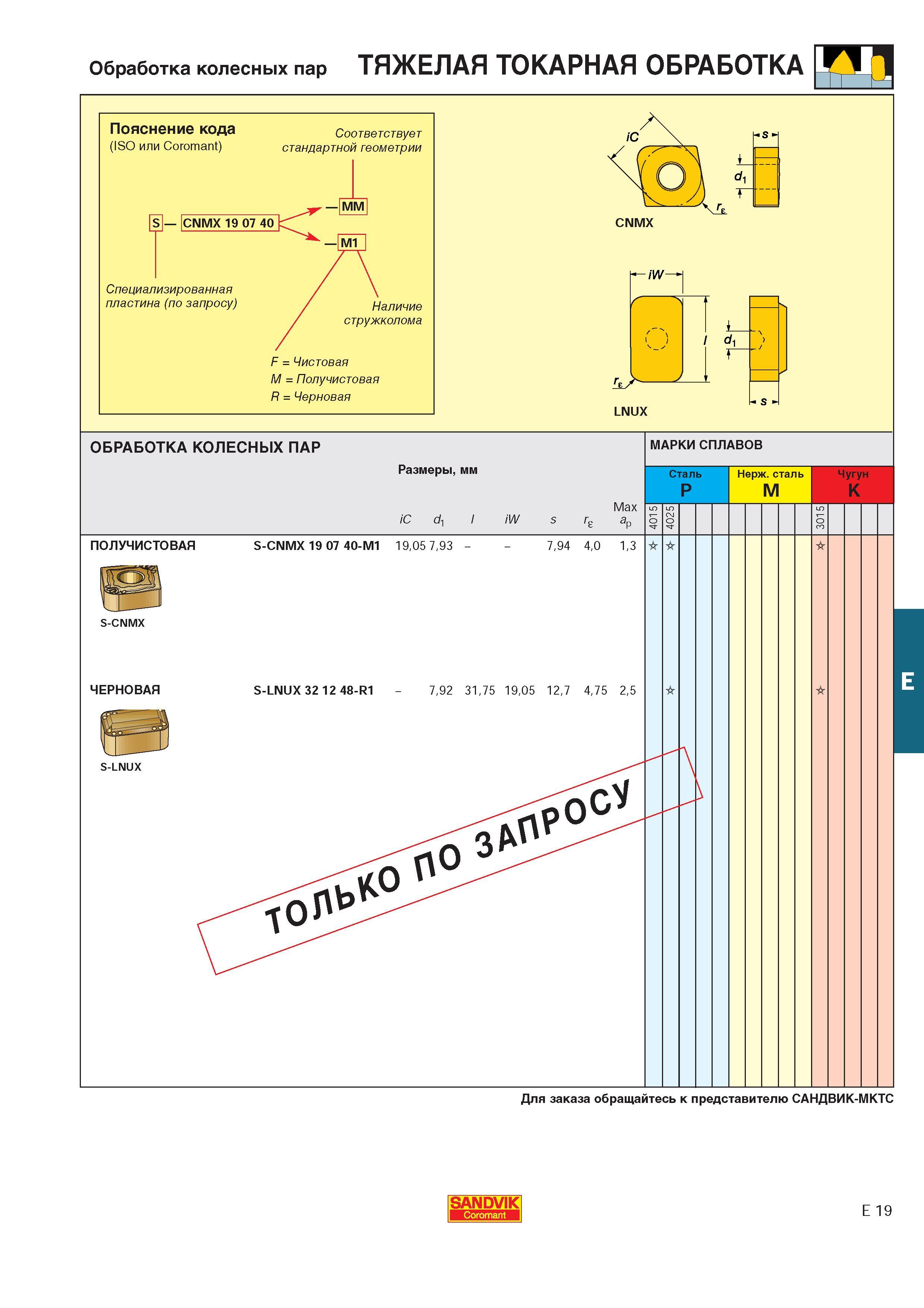 488 E SANDVIK Coromant E 19 Каталог SANDVIK COROMANT 2000 Токарный инструмент для металлорежущих станков Точение Отрезка Нарезание резьбы Сверление Оснастка Стр. E19