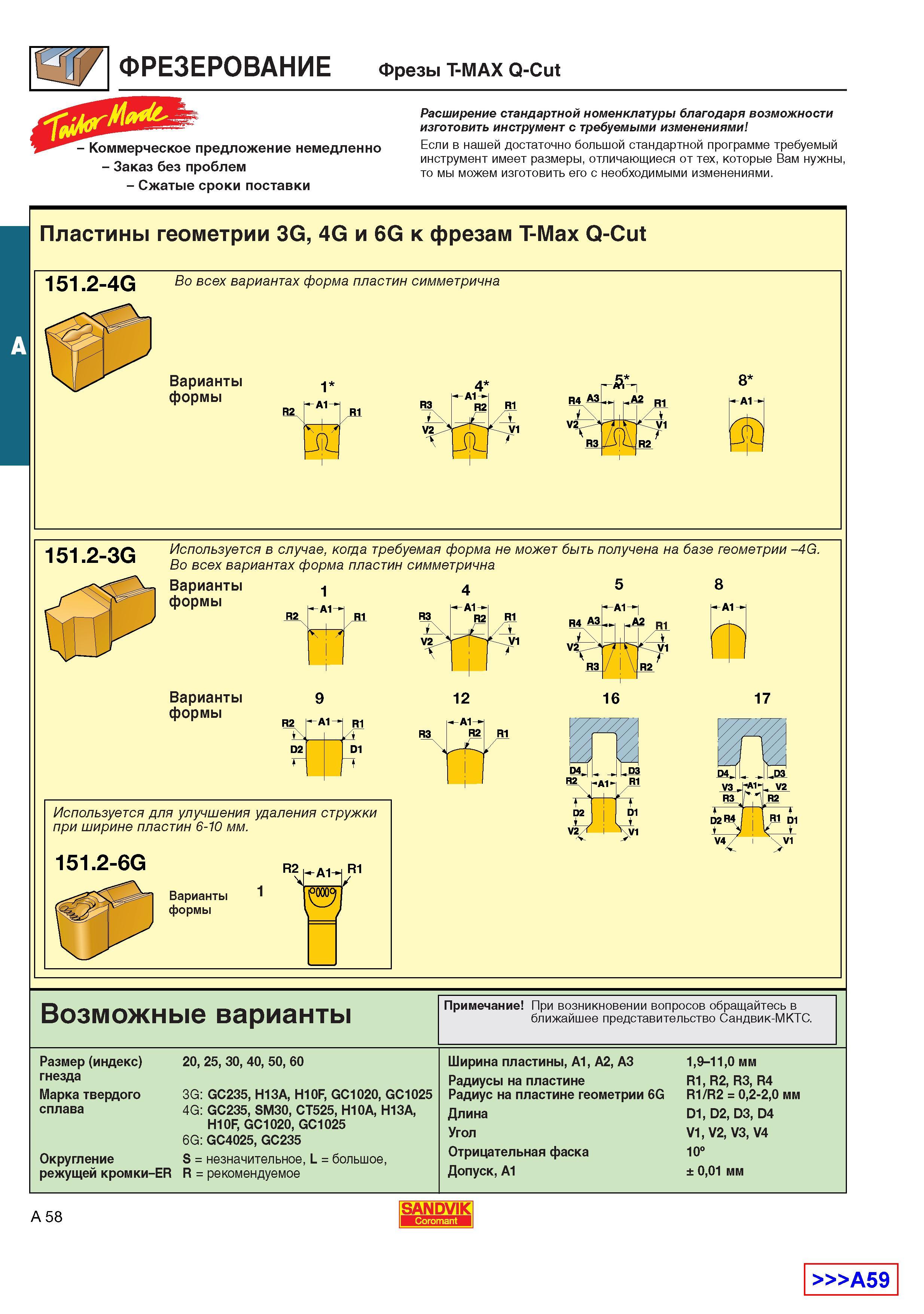 66  Каталог SANDVIK COROMANT 2001 Вращающиеся инструменты для фрезерования сверления растачивания Инструментальная оснастка для станков Стр. A58