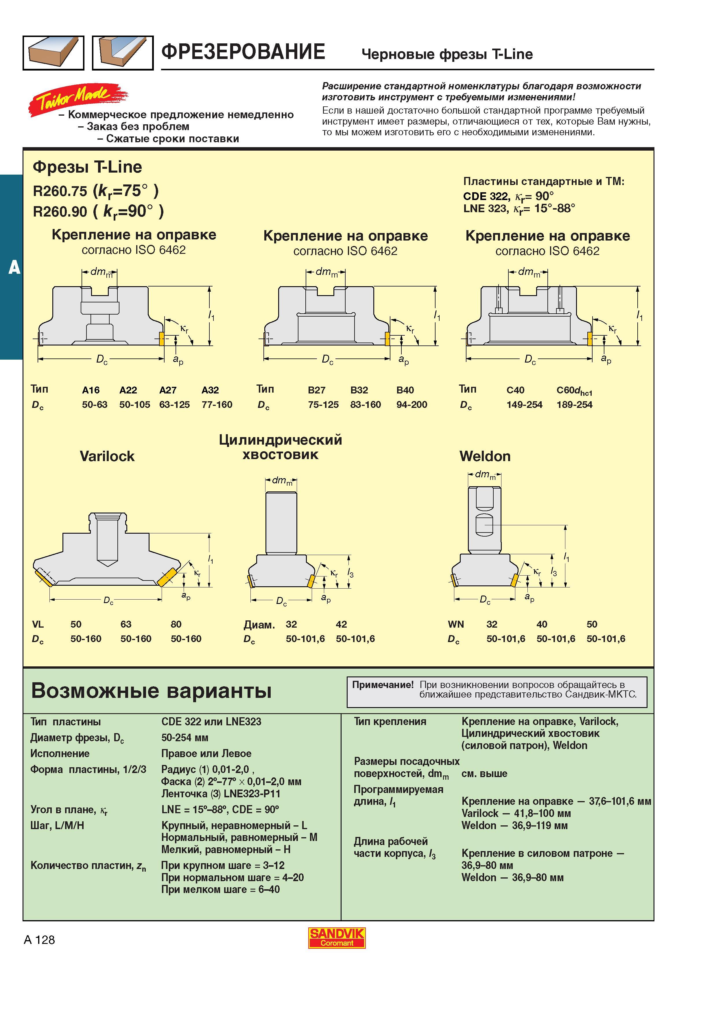 136  Каталог SANDVIK COROMANT 2001 Вращающиеся инструменты для фрезерования сверления растачивания Инструментальная оснастка для станков Стр. A128