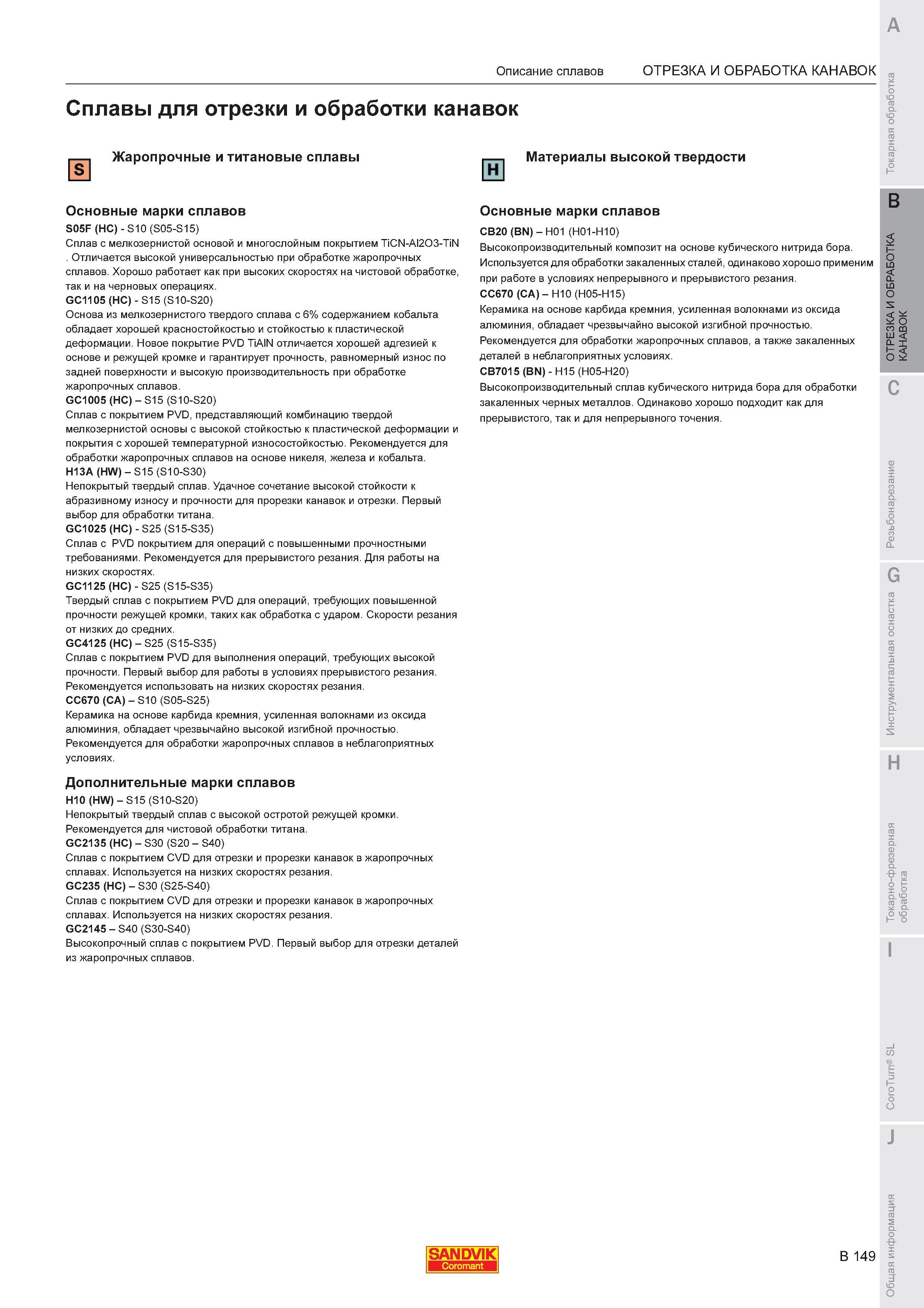 591  Каталог SANDVIK COROMANT 2011 Токарный инструмент и инструментальная оснастка для металлорежущих станков и обрабатывающих центров с ЧПУ Стр. B149