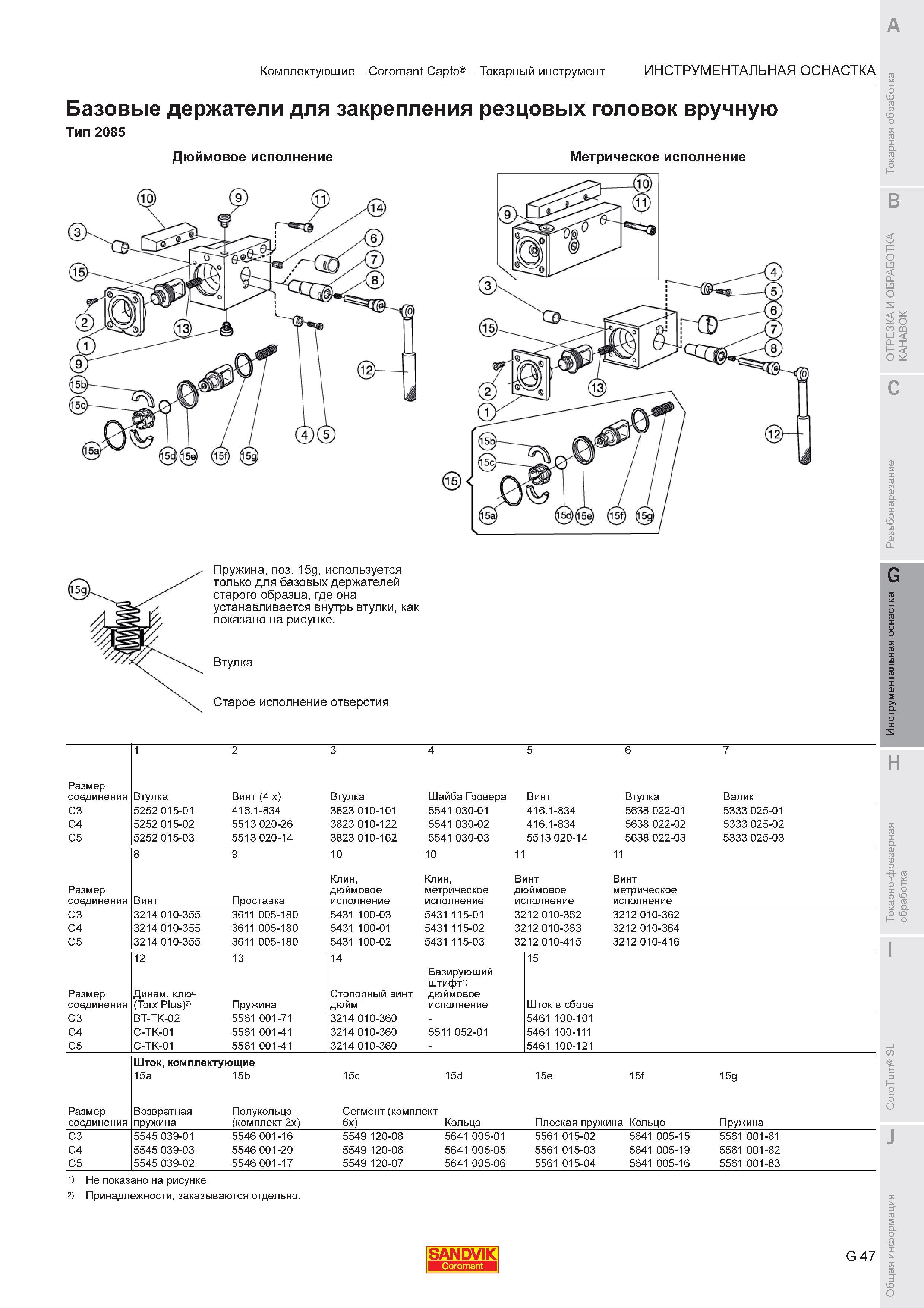 723  Каталог SANDVIK COROMANT 2011 Токарный инструмент и инструментальная оснастка для металлорежущих станков и обрабатывающих центров с ЧПУ Стр. G47