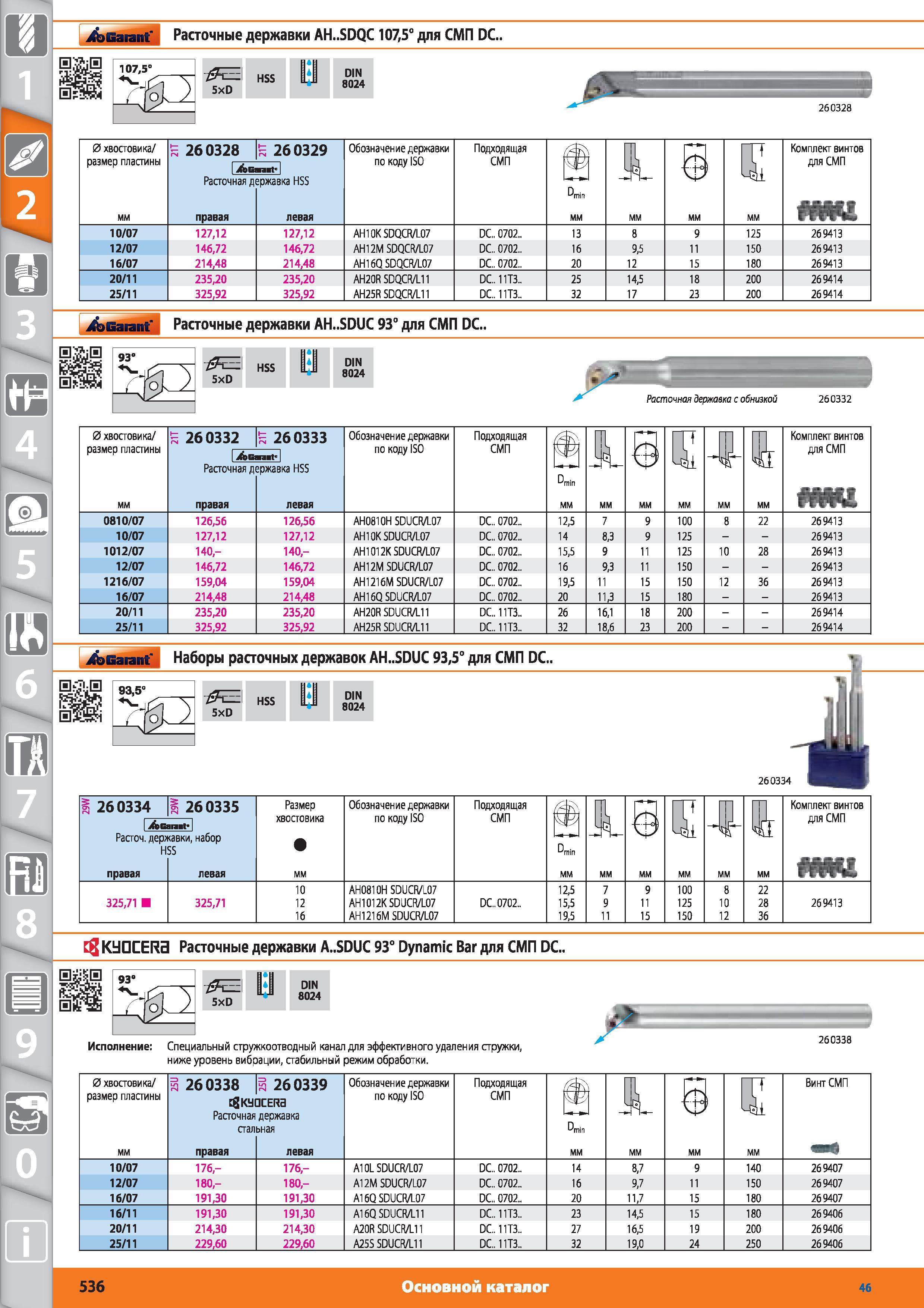 536 Расточные державки AH SDQC 1075 от Hoffmann Group для СМП DC HSS DIN 8024 260328 0 хвостовика размер пластины 260328 260329 Расточная державка HSS пра Каталог HOFFMANN GROUP 2015 № 46 на русском Инструмент Оборудование Инвентарь Комплексные технологические решения и поставки Стр. 536