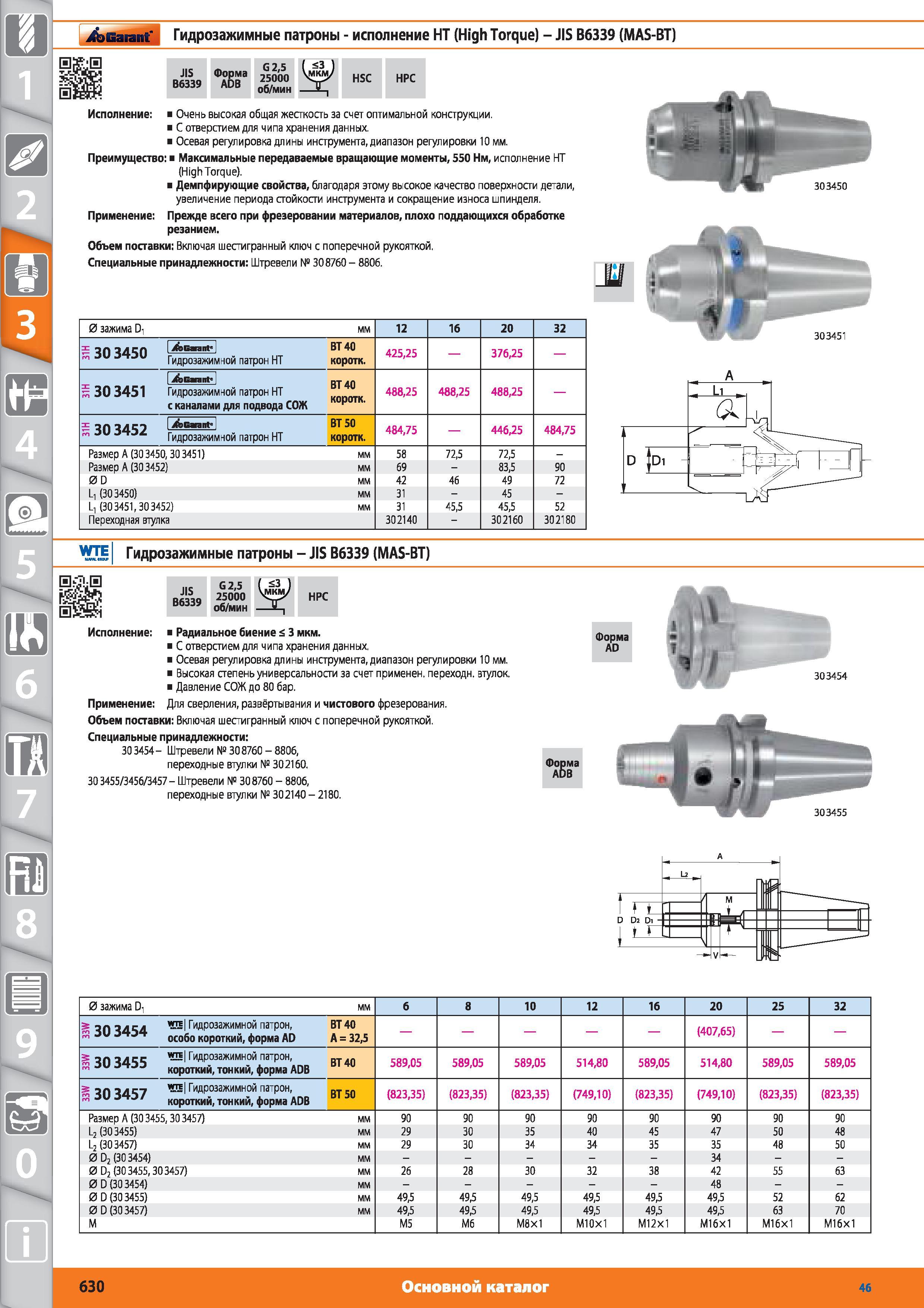 630 Гидрозажимные патроны исполнение НТ (High Torque) от Hoffmann Group JIS В6339 (MAS-BT) JIS B6339 Форма ADB G 25 25000 об/мин HSC HPC Очень высокая общ Каталог HOFFMANN GROUP 2015 № 46 на русском Инструмент Оборудование Инвентарь Комплексные технологические решения и поставки Стр. 630