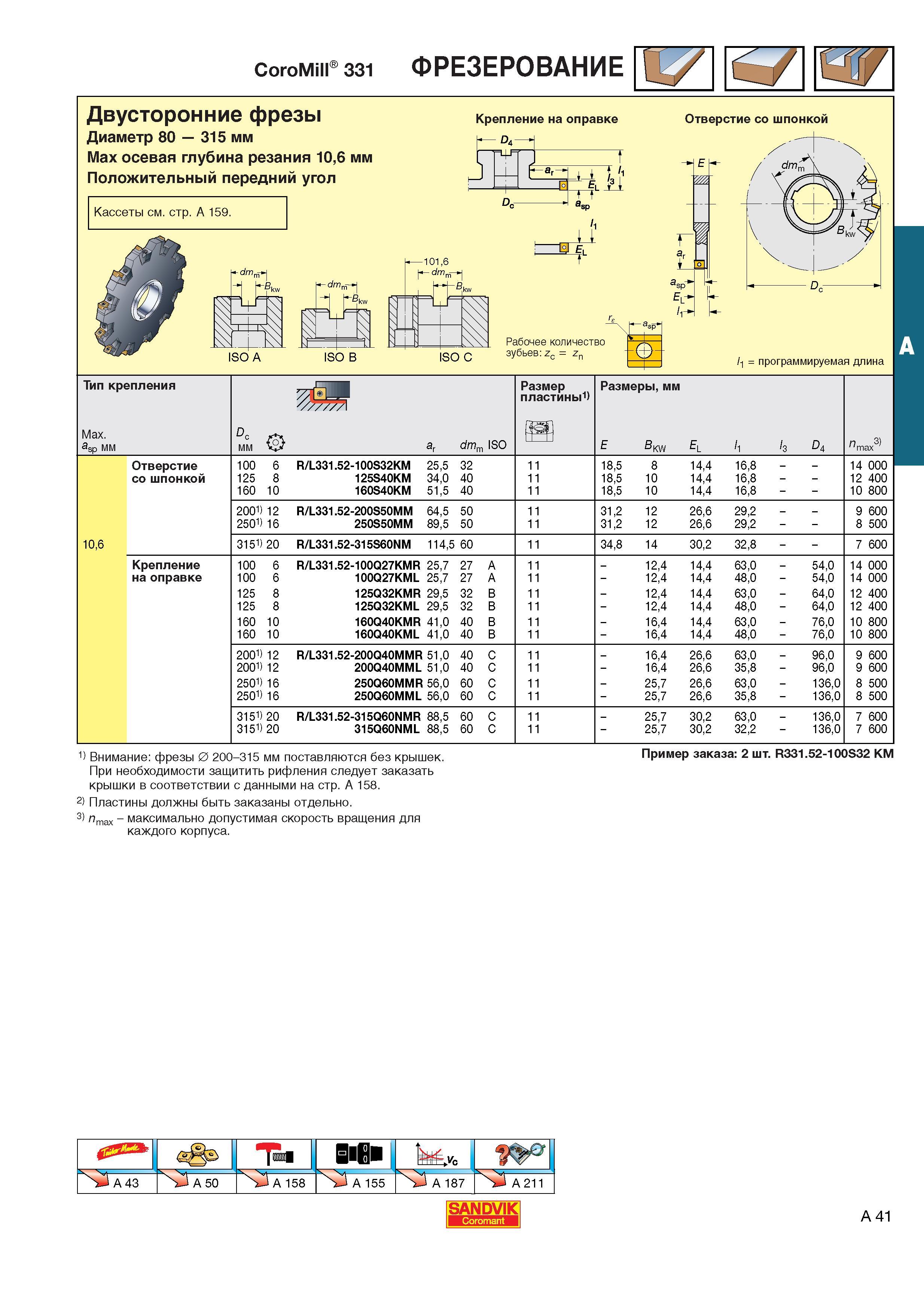 49  Каталог SANDVIK COROMANT 2001 Вращающиеся инструменты для фрезерования сверления растачивания Инструментальная оснастка для станков Стр. A41