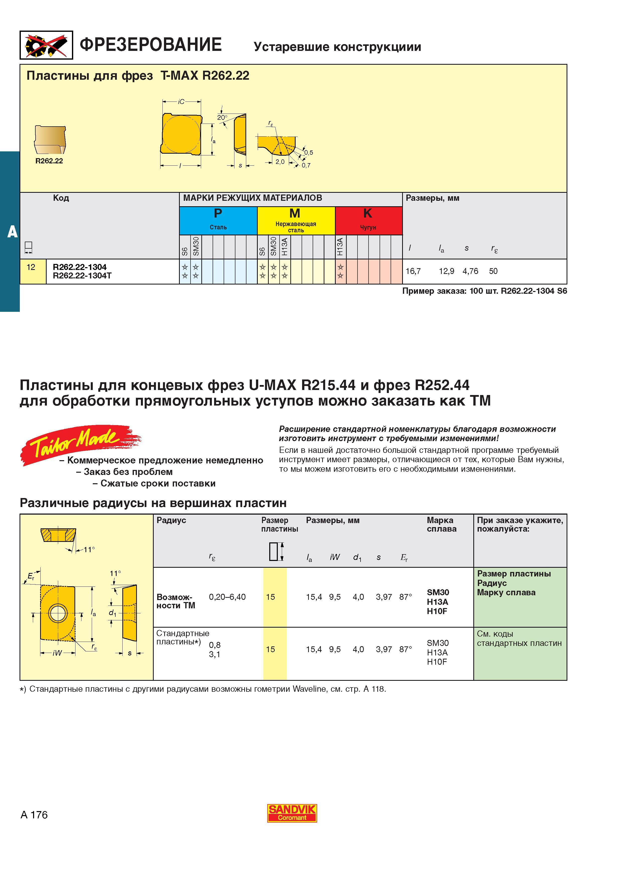 184  Каталог SANDVIK COROMANT 2001 Вращающиеся инструменты для фрезерования сверления растачивания Инструментальная оснастка для станков Стр. A176
