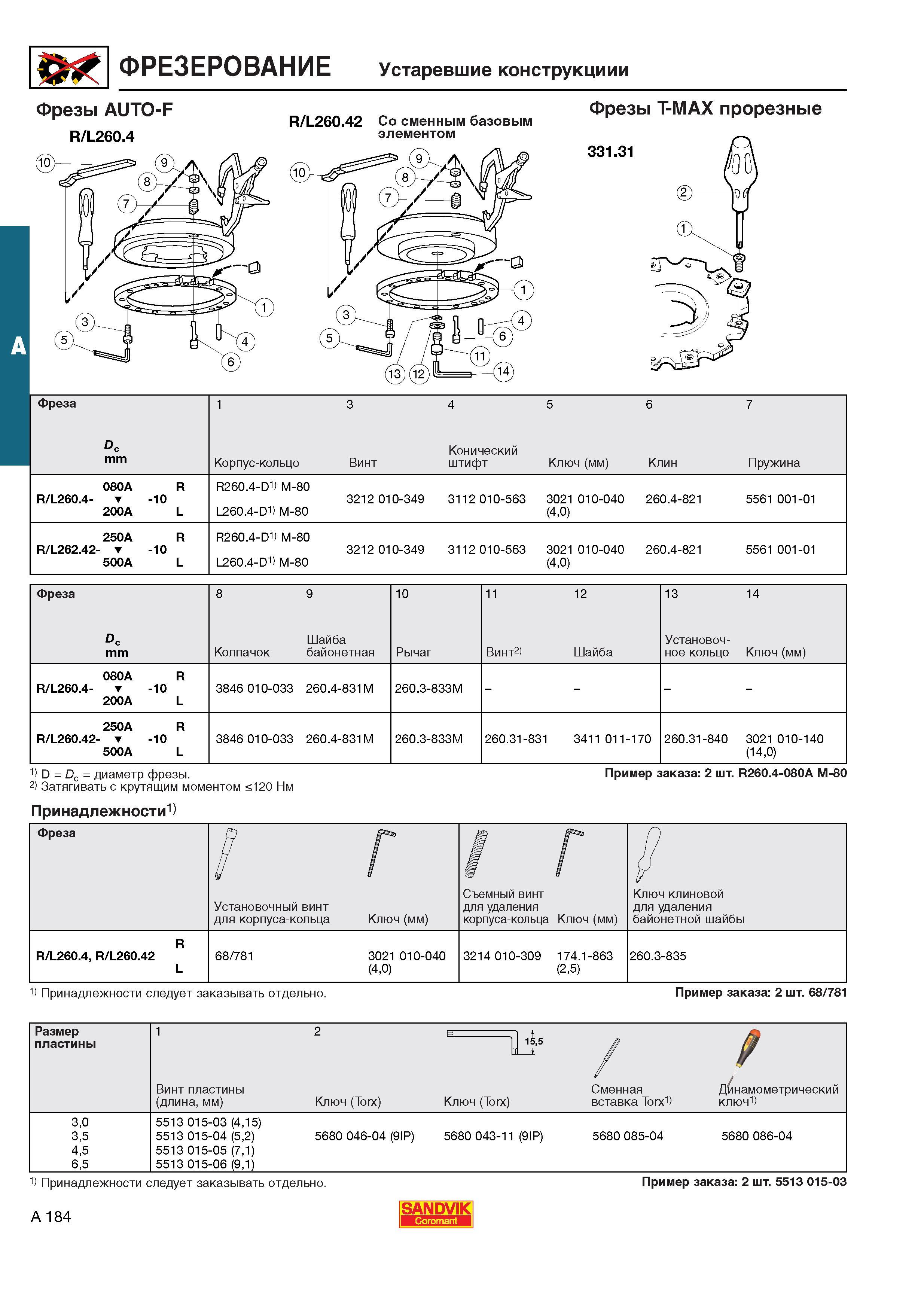 192  Каталог SANDVIK COROMANT 2001 Вращающиеся инструменты для фрезерования сверления растачивания Инструментальная оснастка для станков Стр. A184