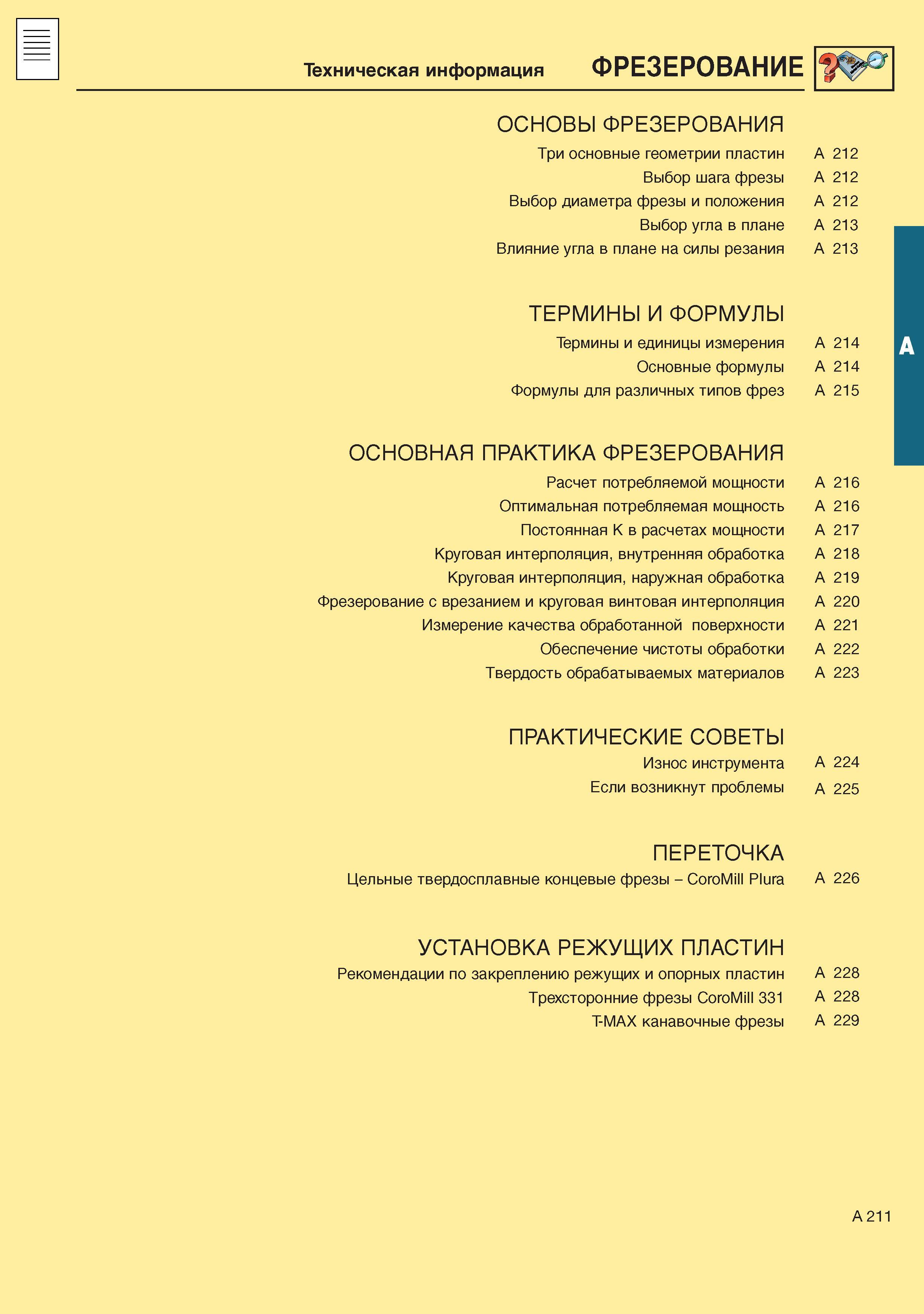 219  Каталог SANDVIK COROMANT 2001 Вращающиеся инструменты для фрезерования сверления растачивания Инструментальная оснастка для станков Стр. A211