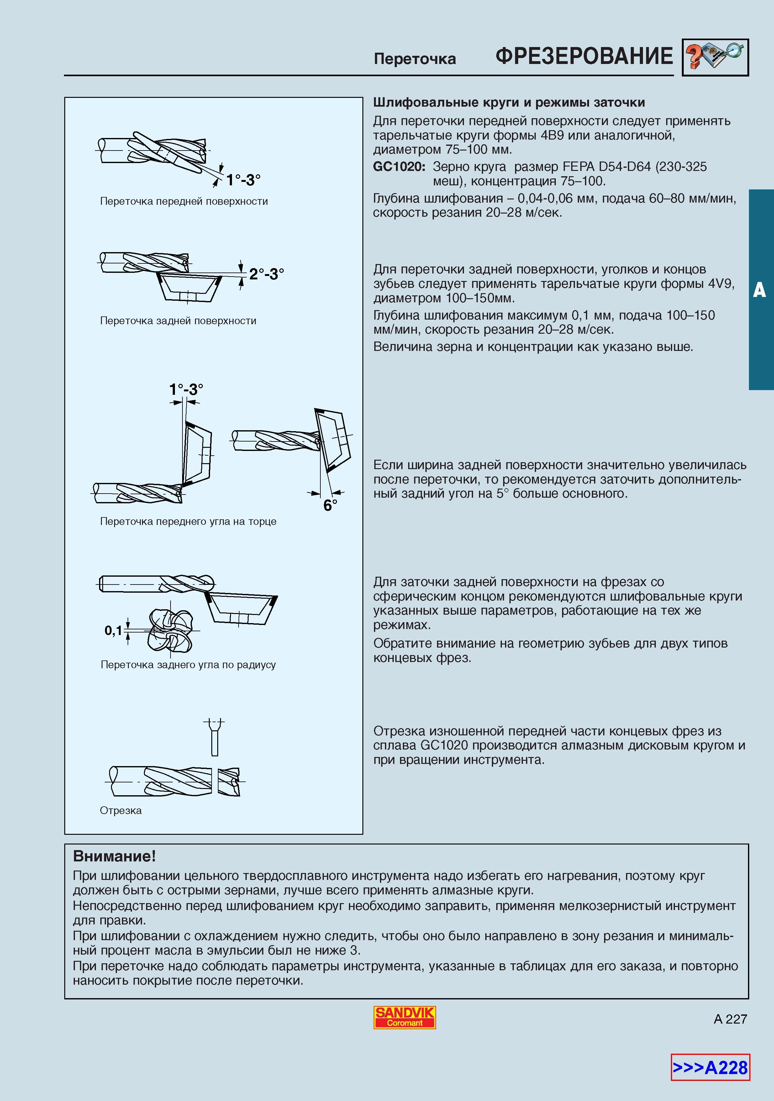 235  Каталог SANDVIK COROMANT 2001 Вращающиеся инструменты для фрезерования сверления растачивания Инструментальная оснастка для станков Стр. A227