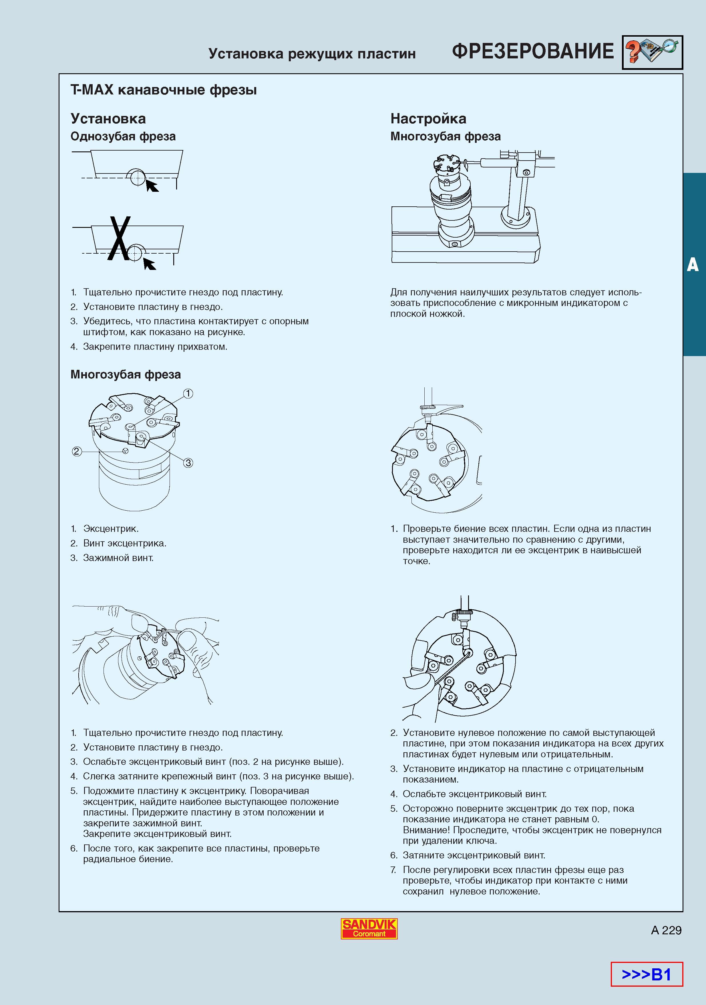 237  Каталог SANDVIK COROMANT 2001 Вращающиеся инструменты для фрезерования сверления растачивания Инструментальная оснастка для станков Стр. A229