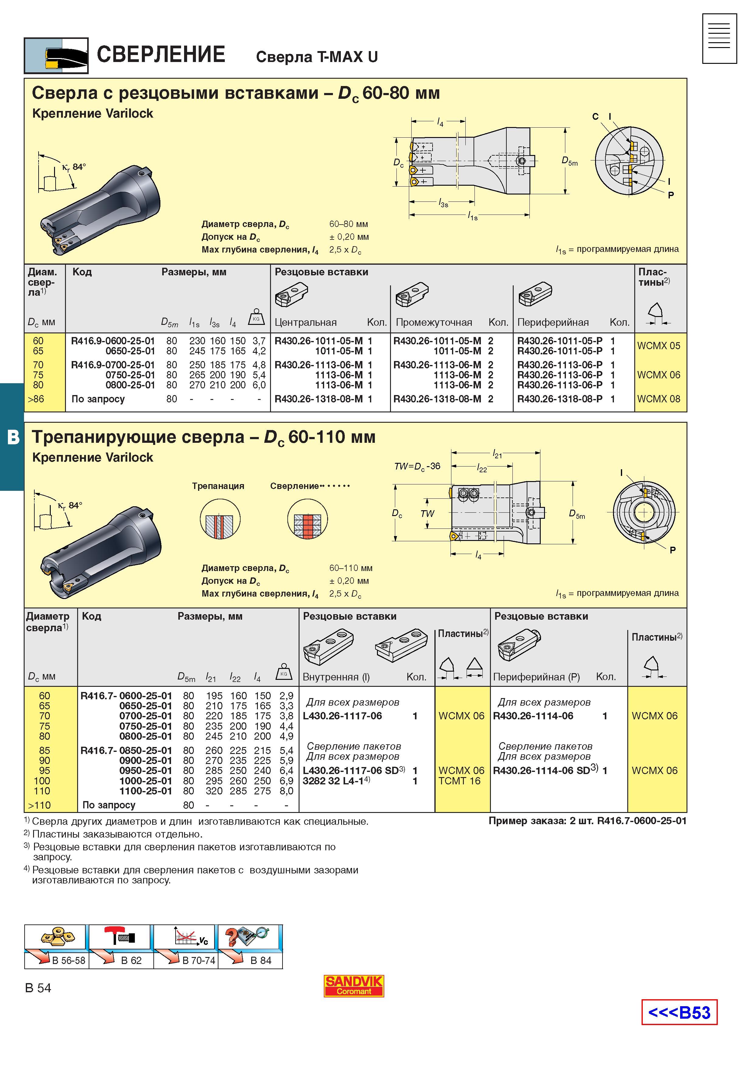 291  Каталог SANDVIK COROMANT 2001 Вращающиеся инструменты для фрезерования сверления растачивания Инструментальная оснастка для станков Стр. B54