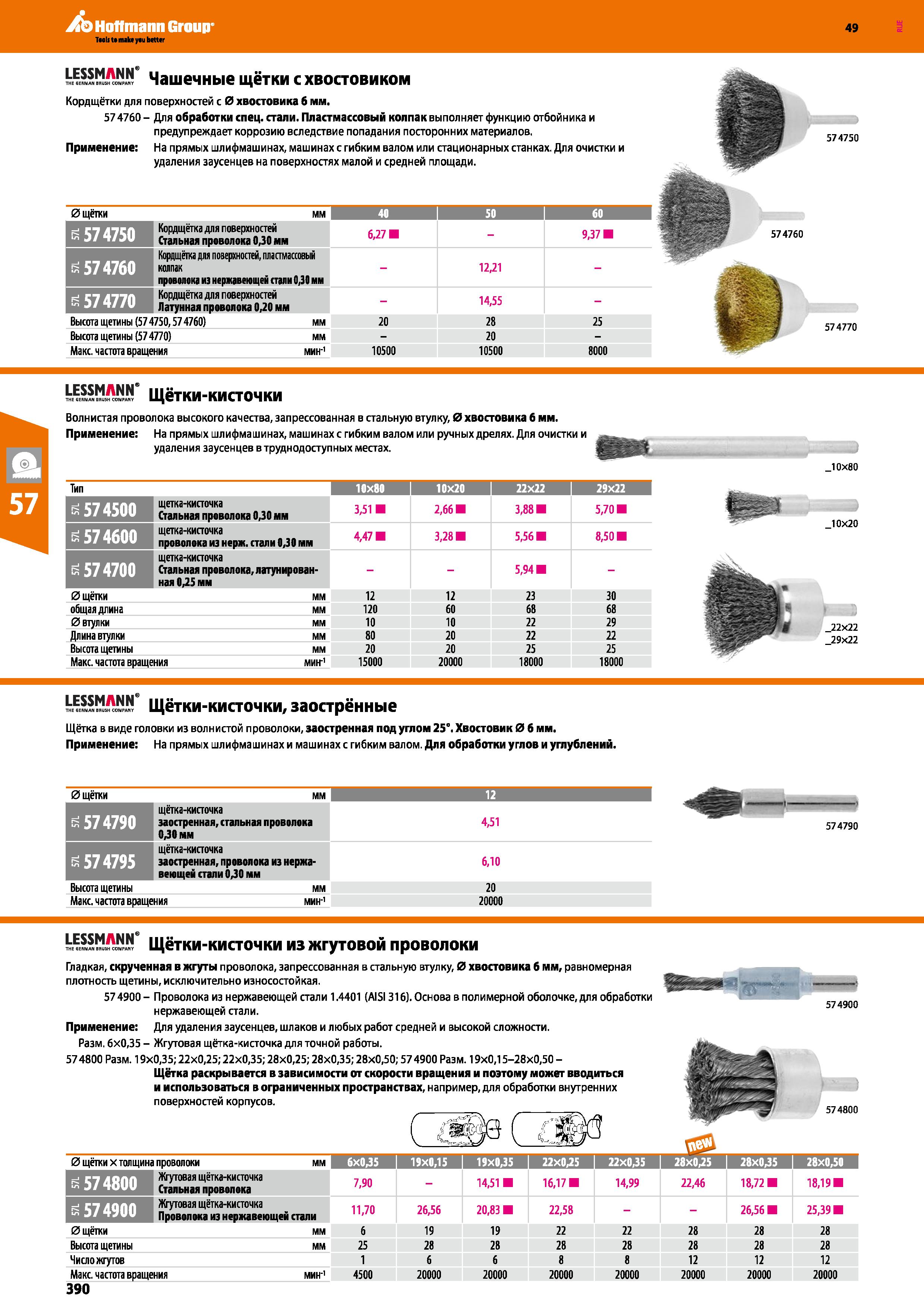 390 £28S NS i Чашечные щётки с хвостовиком Кордщётки для поверхностей с 0 хвостовика б мм 57 4760 - Для обработки спец стали Пластмассовый колпа Каталог HOFFMANN GROUP 2018 Инструмент ручной Слесарный и механизированный Измерительные приборы и инструменты Производственный инвентарь Стр. 390