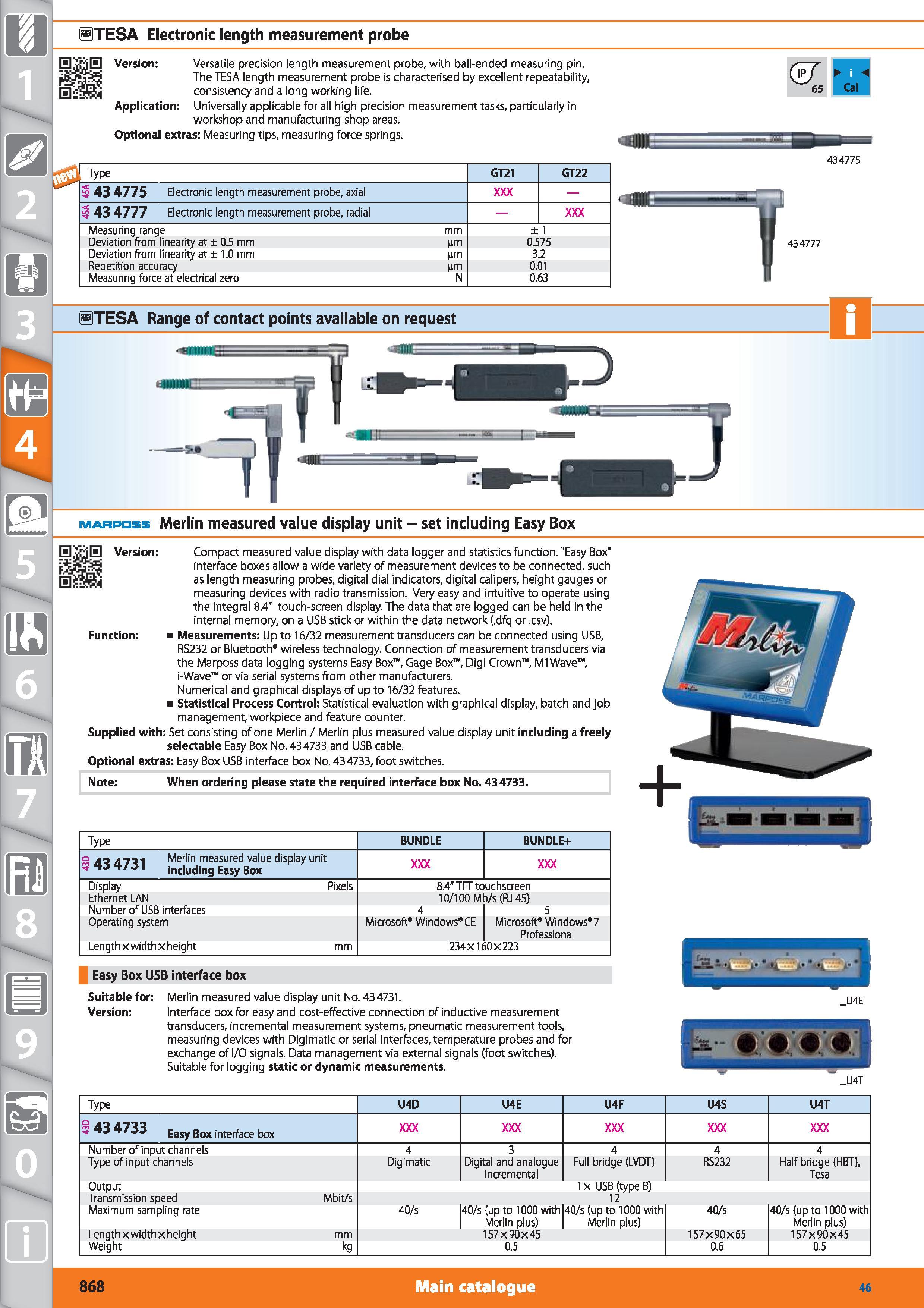 868 1 STESA Electronic length measurement probe Version Versatile precision length measurement probe, with ball-ended measuring pin The TESA length m Каталог HOFFMANN GROUP 2015 Инструмент режущий слесарный измерительный абразивный Оборудование Комплексные поставки для промышленных предприятий Стр. 868 ENG