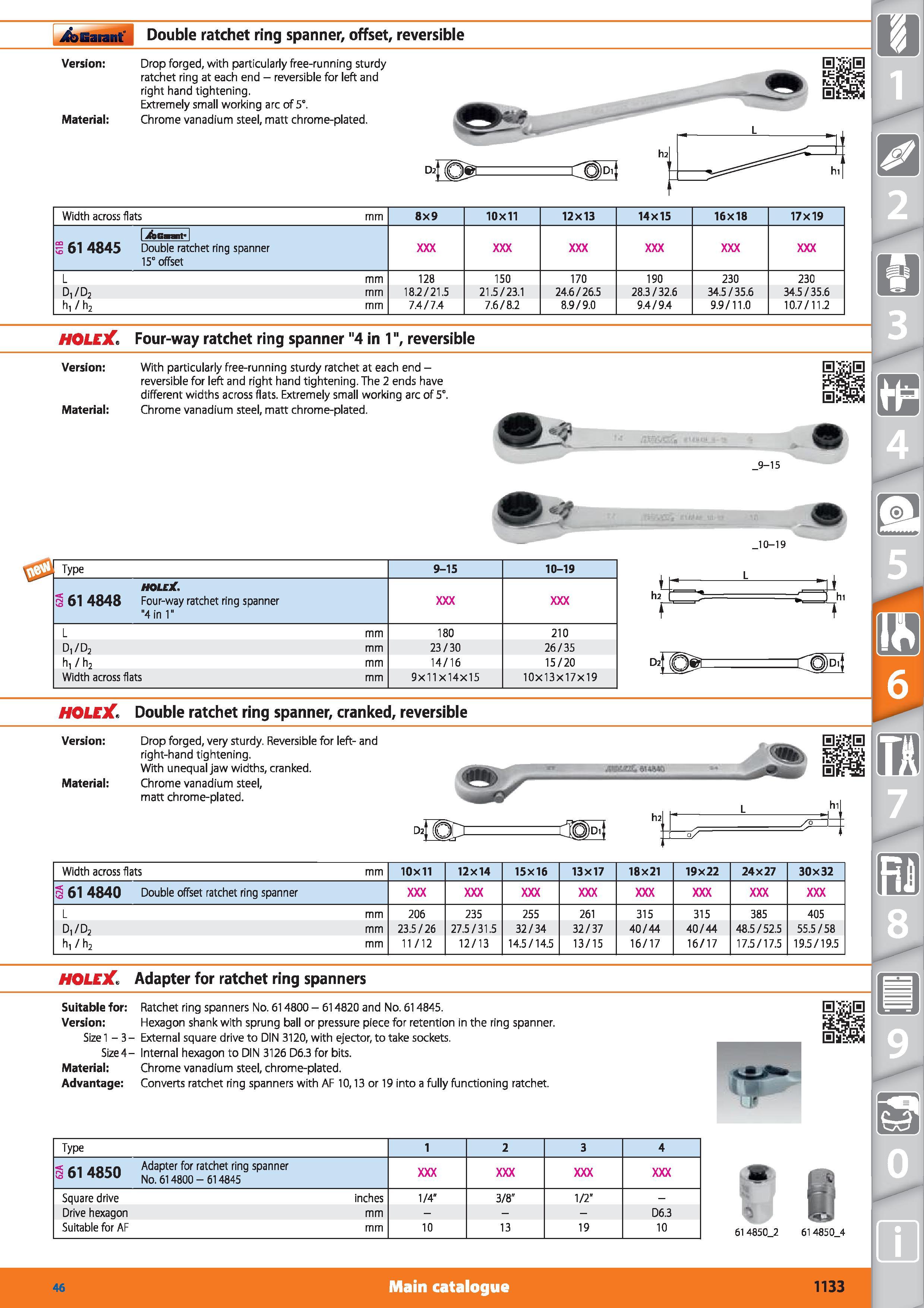 1133 Garant Double ratchet ring spanner, offset, reversible Version Material Drop forged, with particularly free-running sturdy ratchet ring at each e Каталог HOFFMANN GROUP 2015 Инструмент режущий слесарный измерительный абразивный Оборудование Комплексные поставки для промышленных предприятий Стр. 1133 ENG