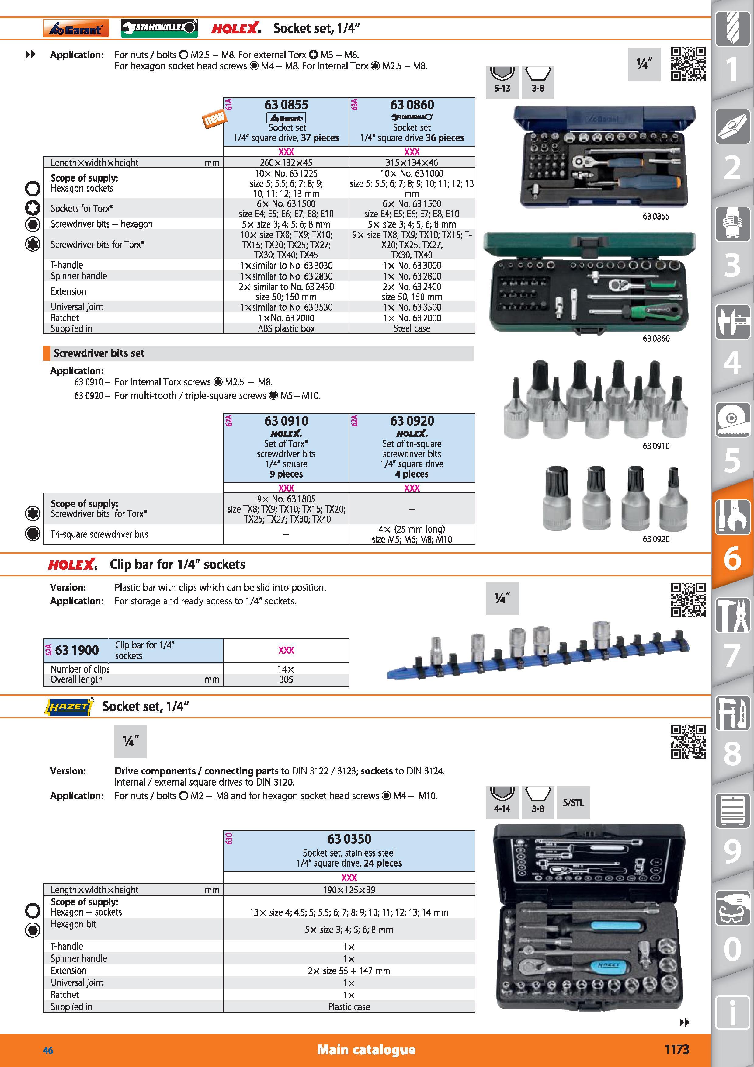 1173 STAHUIVILLE J HOLEX Socket set, 1/4 Application For nuts / bolts O M2 5 - M8 For external Torx O M3 - M8 For hexagon socket head screws M4 - M8 F Каталог HOFFMANN GROUP 2015 Инструмент режущий слесарный измерительный абразивный Оборудование Комплексные поставки для промышленных предприятий Стр. 1173 ENG