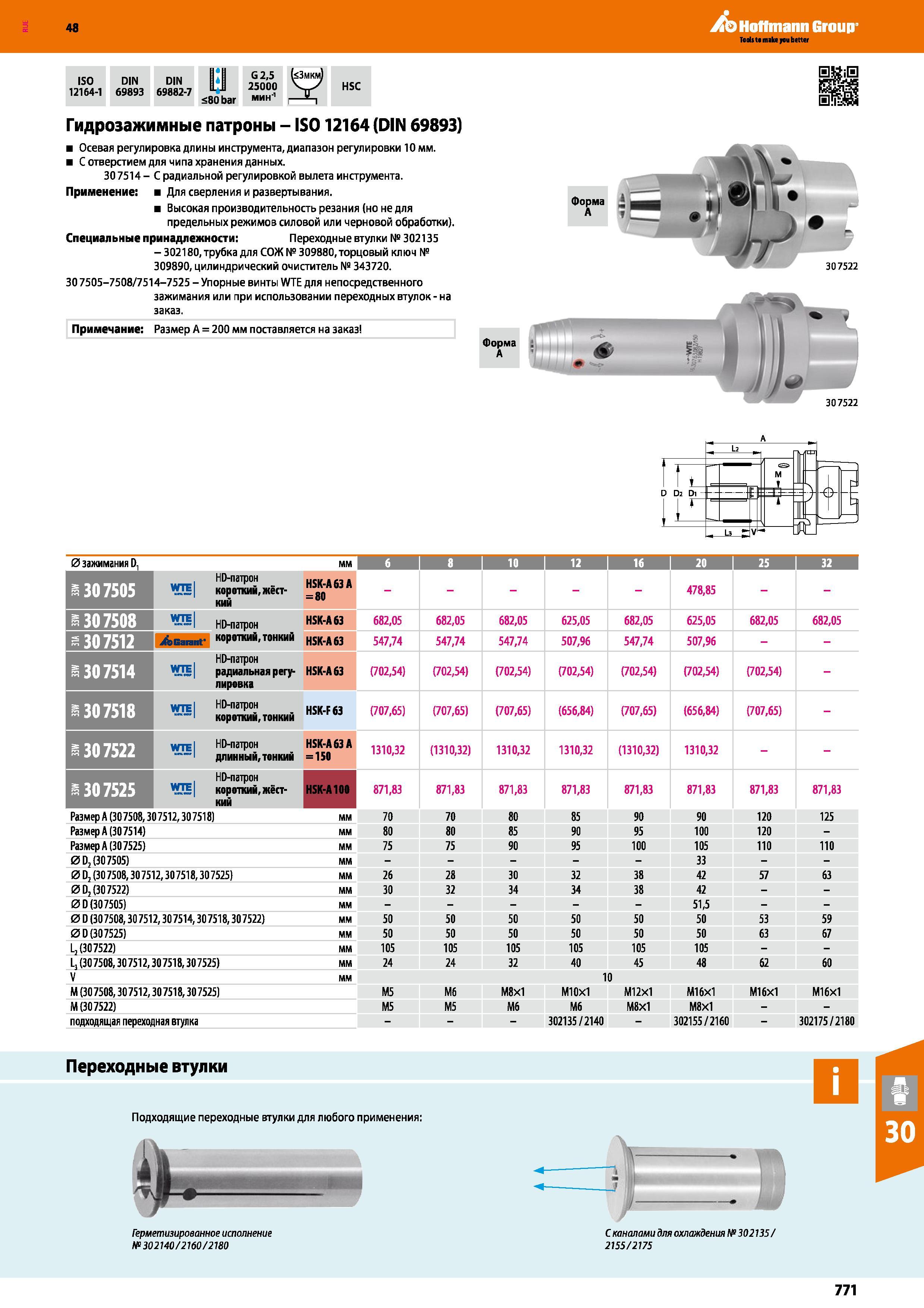 771 48 Hoffmann Group Teds t main you better ISO DIN 12164-1 69893 69882-7 IL J £80 bar HSC Гидрозажимные патроны - IS012164 (DIN 69893) Осевая регулировк Каталог HOFFMANN GROUP 2017 Инструмент режущий и вспомогательный для металлорежущих промышленных станков Резцы токарные Концевые твердосплавные фрезы Зажимные патроны Стр. 771