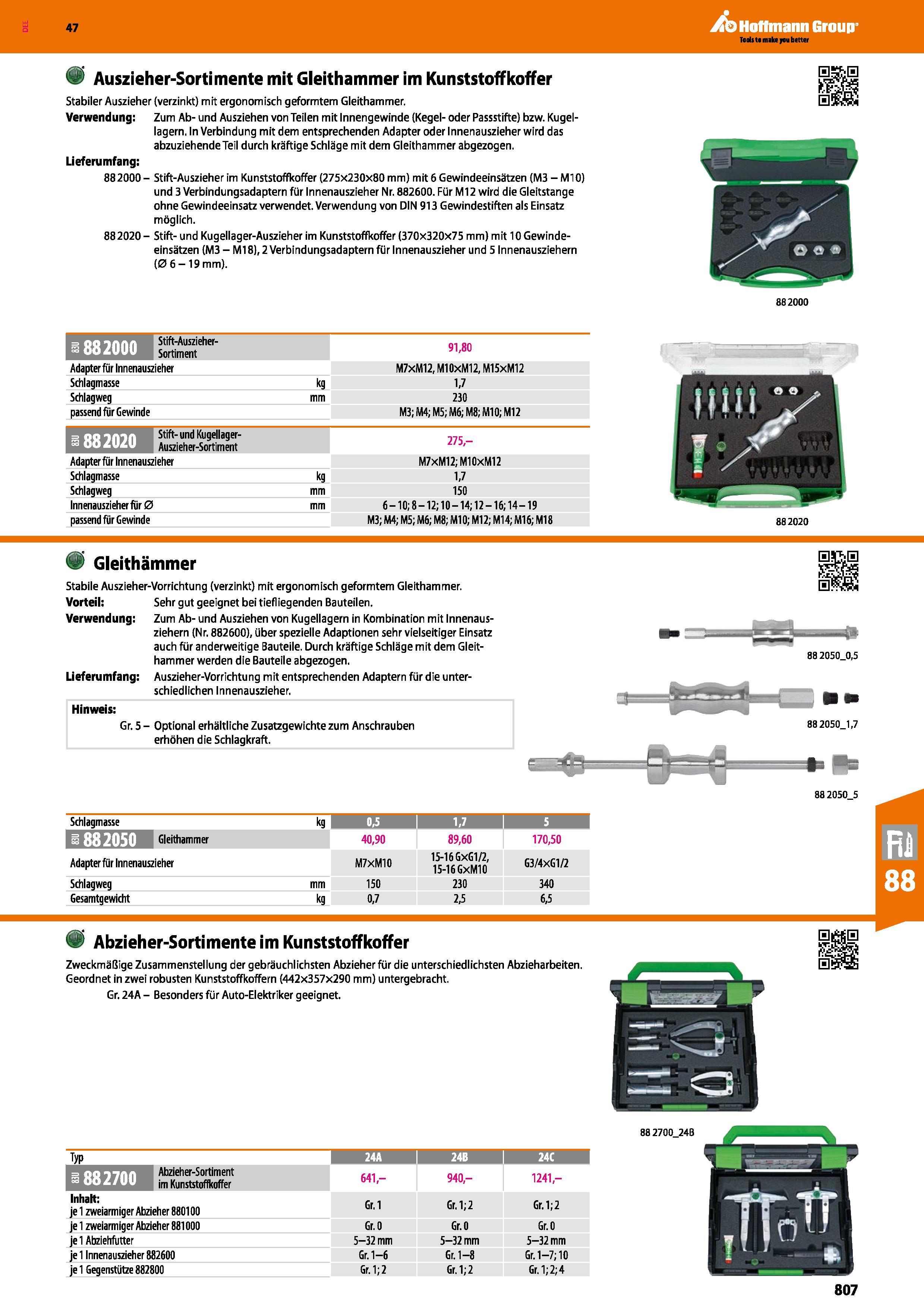 807 Auszieher-Sortimente mit Gleithammer im Kunststoff koffer Stabiler Auszieher (verzinkt) mit ergonomisch geformtem Gleithammer Verwendung Zum Ab- Каталог HOFFMANN GROUP 2016 Ручной слесарно-монтажный и контрольно-измерительный инструмент и приборы для предприятий машиностроения и мастерских сервисного обслуживания 47 версия издания Стр. 807 DEU