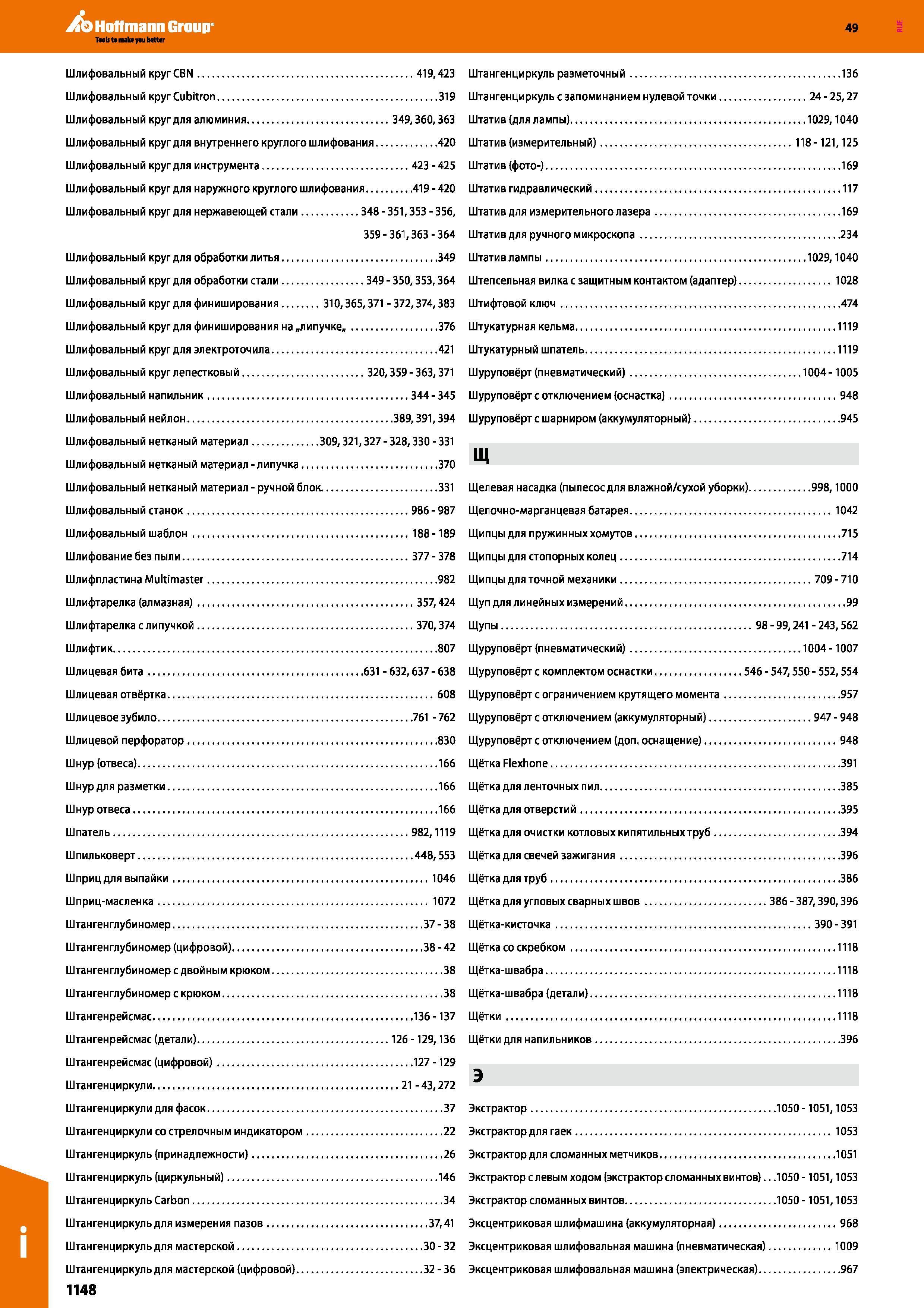 1148 Шлифовальный круг CBN 419,423 Штангенциркуль разметочный 136 Шлифовальный круг Cubitron 319 Штангенциркуль с запоминанием нулевой точки 24-2 Каталог HOFFMANN GROUP 2018 Инструмент ручной Слесарный и механизированный Измерительные приборы и инструменты Производственный инвентарь Стр. 1148