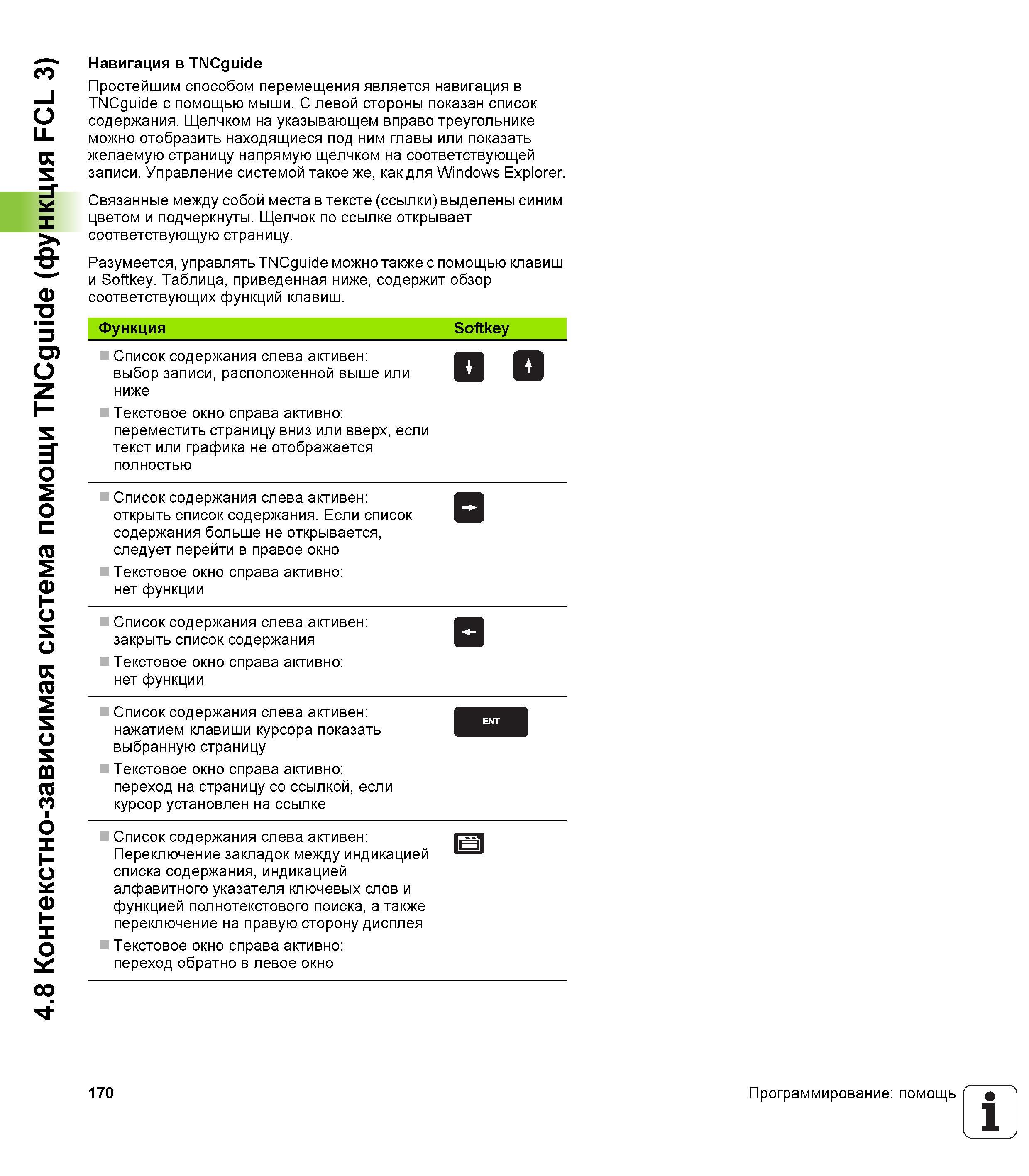 170 Простейшим способом перемещения является навигация в TNCguide с помощью мыши С левой стороны показан список содержания Щелчком на указывающе Руководство пользователя HEIDENHAIN iTNC 530 Программирование открытым текстом систем числового программного управления оборудованием Версия 2012 года Стр. 170