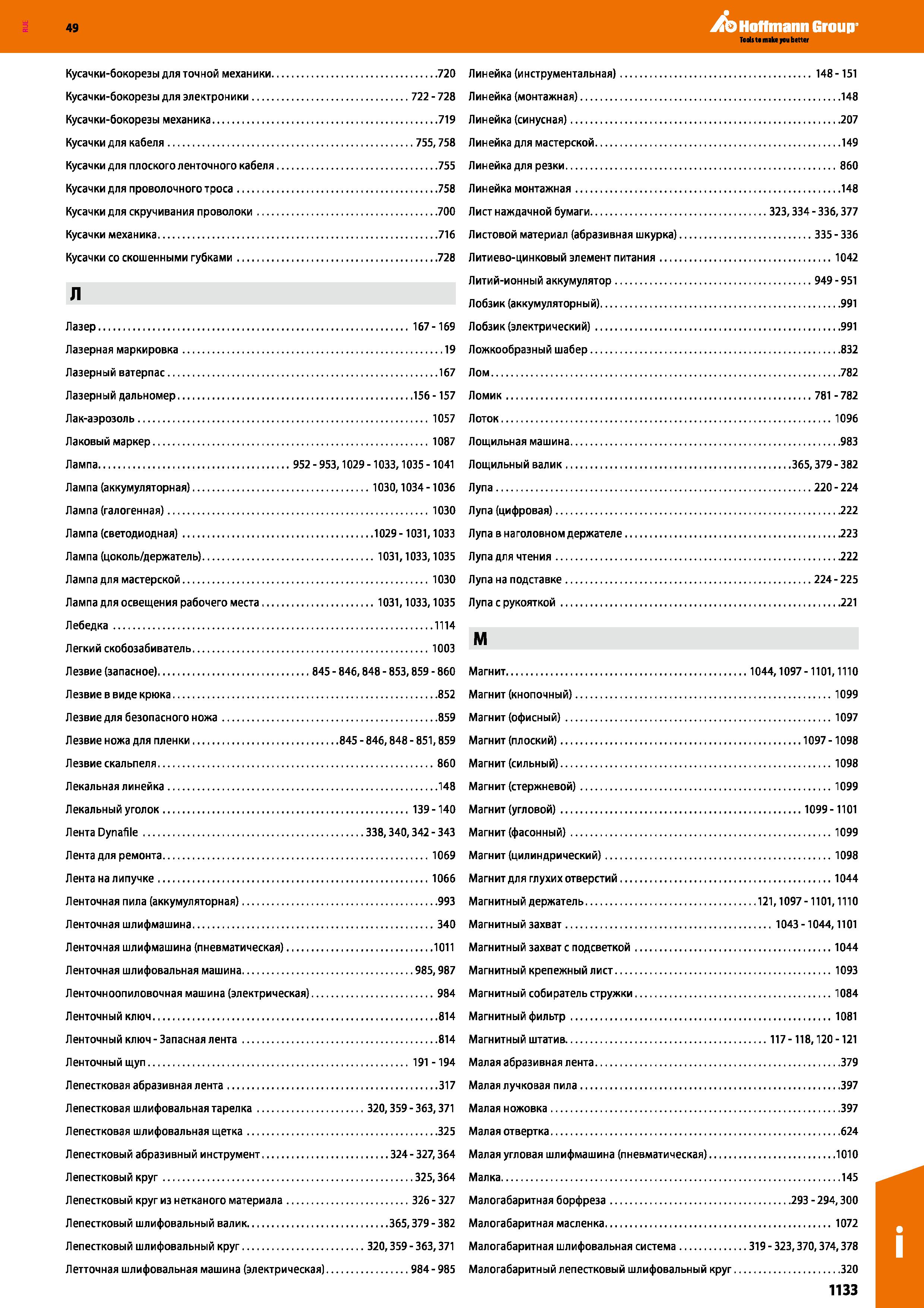 1133 Teds t main you better Кусачки-бокорезы для точной механики 720 Линейка (инструментальная) 148-151 Кусачки-бокорезы для электроники 722-728 Каталог HOFFMANN GROUP 2018 Инструмент ручной Слесарный и механизированный Измерительные приборы и инструменты Производственный инвентарь Стр. 1133