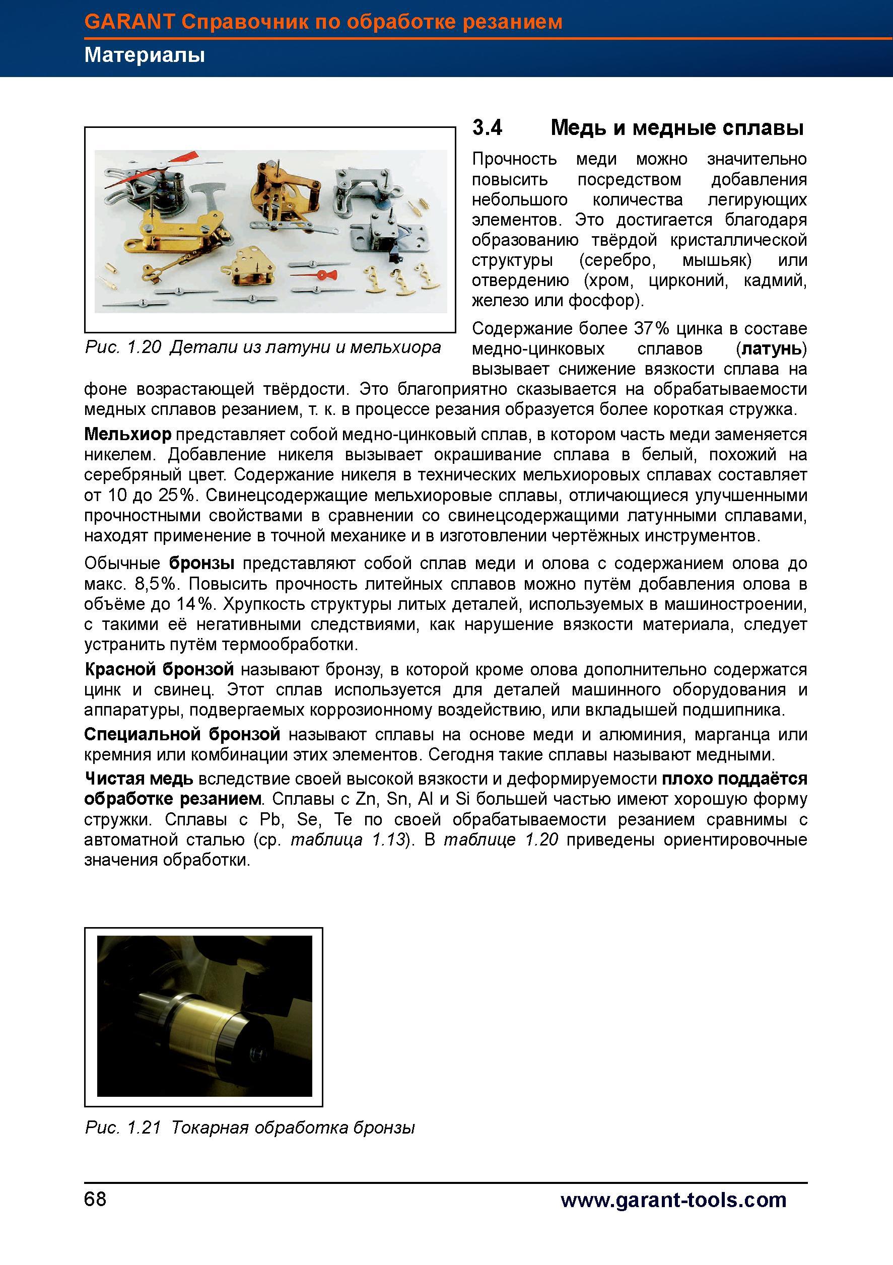 96 Медь и медные сплавы Прочность меди можно значительно повысить посредством добавления небольшого количества легирующих элементов Это дости Справочник HOFFMANN GROUP 2012 Обработка материалов резанием Garant ToolScout Металлорежущий инструмент и инструментальная оснастка для станков Стр. 68