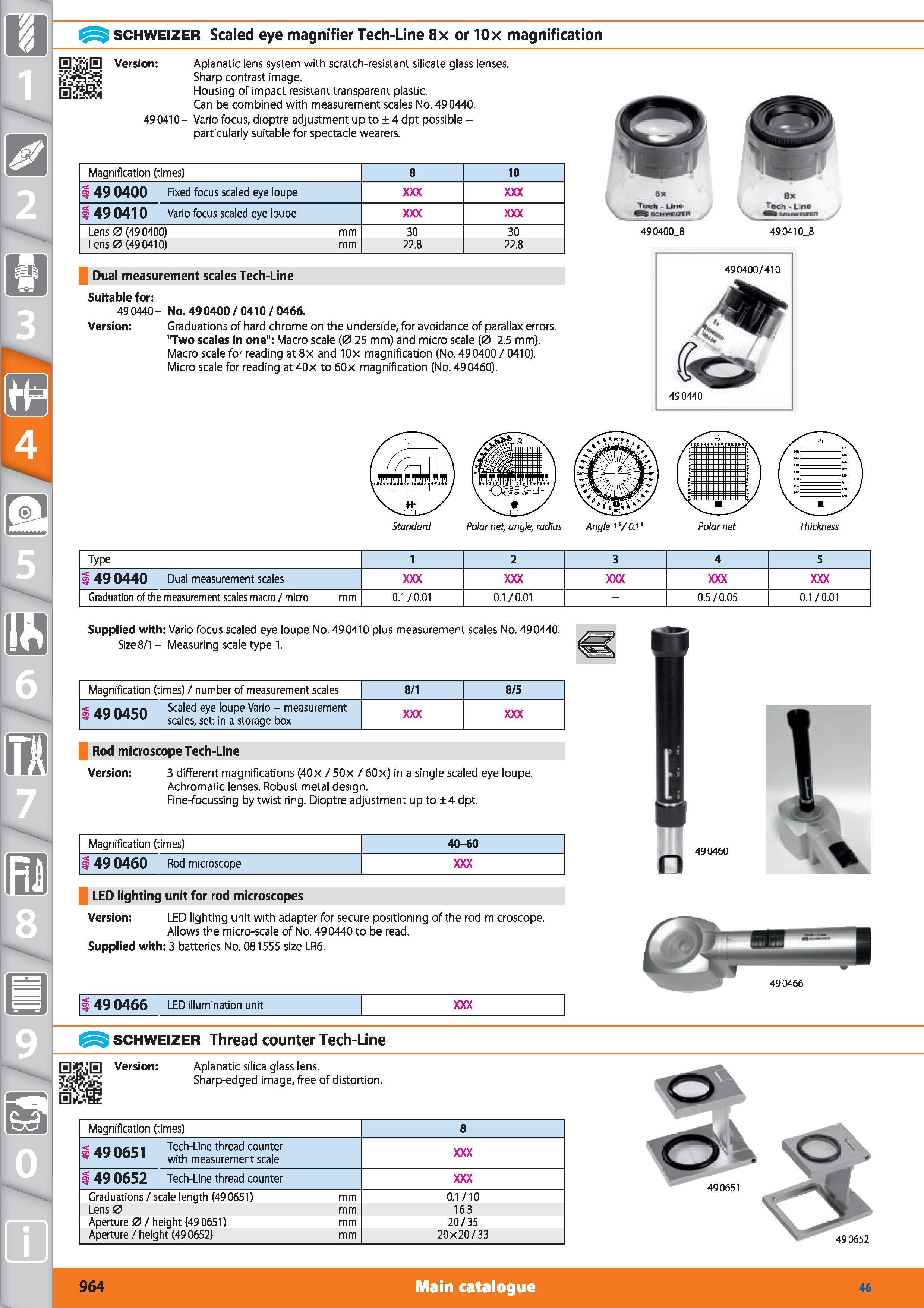 964 SCHWEIZER Scaled eye magnifier Tech-Line 8x or 10x magnification El Version Aplanatic lens system with scratch-resistant silicate glass lenses Sh Каталог HOFFMANN GROUP 2015 Инструмент режущий слесарный измерительный абразивный Оборудование Комплексные поставки для промышленных предприятий Стр. 964 ENG