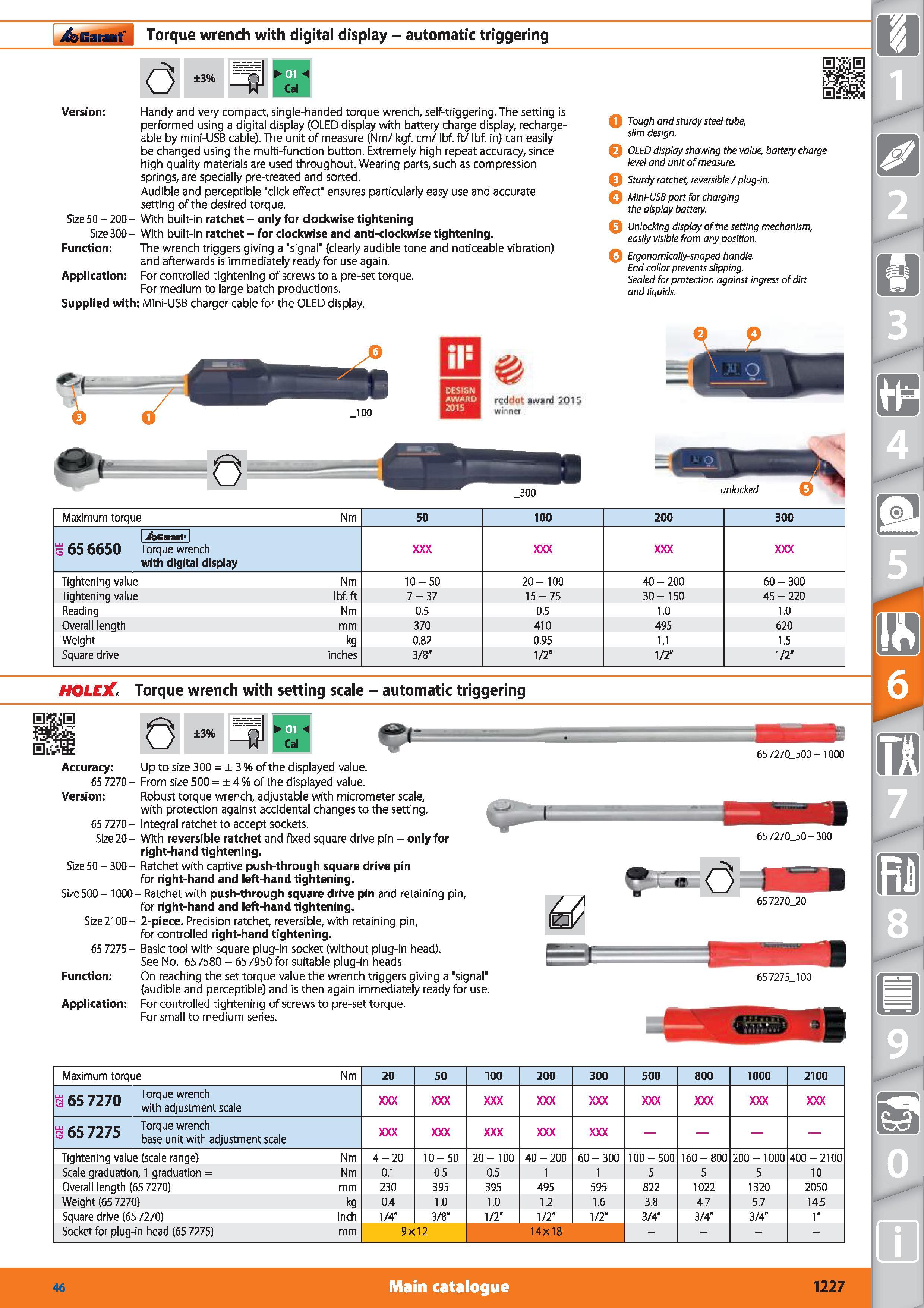 1227 Garant Torque wrench with digital display - automatic triggering ±3% Version Handy and very compact, single-handed torque wrench, self-triggering Каталог HOFFMANN GROUP 2015 Инструмент режущий слесарный измерительный абразивный Оборудование Комплексные поставки для промышленных предприятий Стр. 1227 ENG