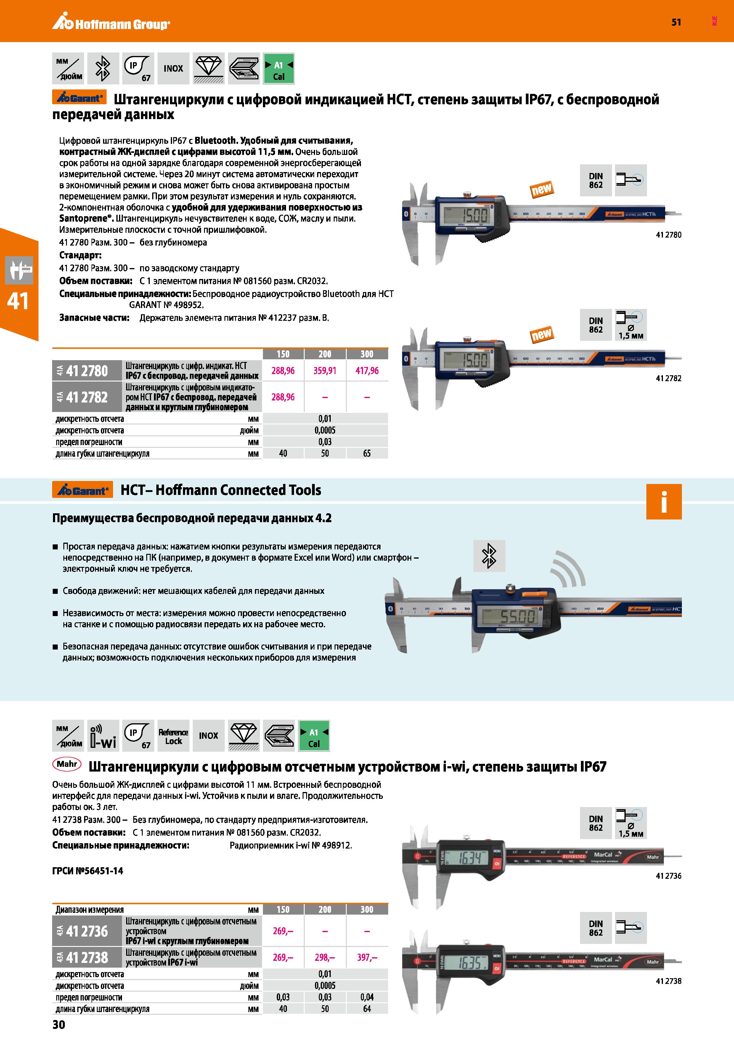 30 Hoffmann Group 51 (wT /Дюйм 67 INOX Q Cal Acarant' Штангенциркули с цифровой индикацией НСТ, степень защиты IP67, с беспроводной передачей данных Каталог HOFFMANN GROUP 2020 Измерительный и ручной инструмент Инвентарь Абразивы Шлифовальные и отрезные круги Электроинструмент Пневмоинструмент Штангенциркули Стр. 30