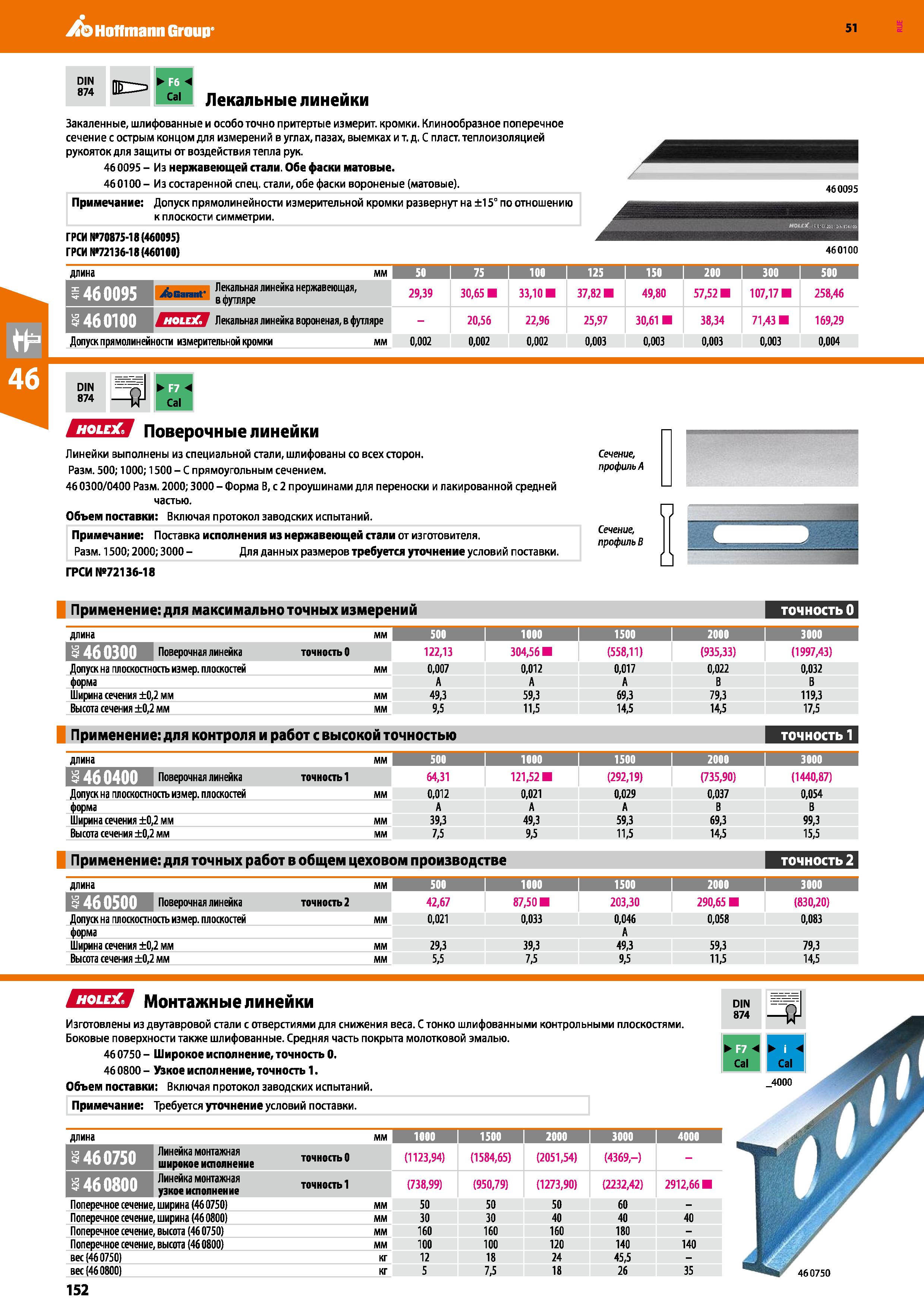 152 Hoffmann Group 51 DIN 874 ПЕГ=э Лекальные линейки Закаленные, шлифованные и особо точно притертые измерит, кромки Клинообразное поперечное сечени Каталог HOFFMANN GROUP 2020 Измерительный и ручной инструмент Инвентарь Абразивы Шлифовальные и отрезные круги Электроинструмент Пневмоинструмент Штангенциркули Стр. 152