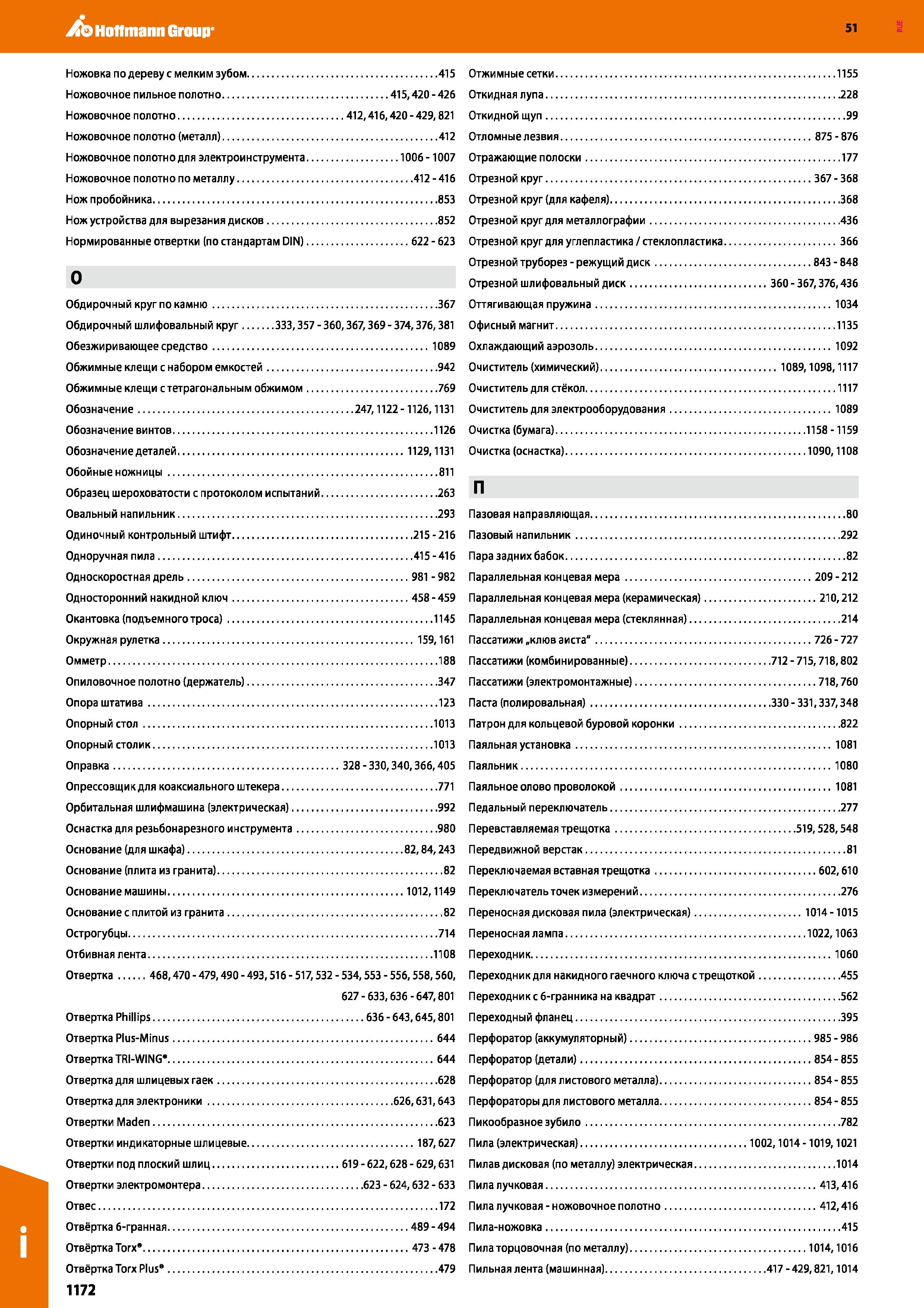1172 Hoffmann Group 51 Ножовка по дереву с мелким зубом 415 Ножовочное пильное полотно 415,420-426 Ножовочное полотно 412,416,420-429,821 Ножовочное п Каталог HOFFMANN GROUP 2020 Измерительный и ручной инструмент Инвентарь Абразивы Шлифовальные и отрезные круги Электроинструмент Пневмоинструмент Штангенциркули Стр. 1172