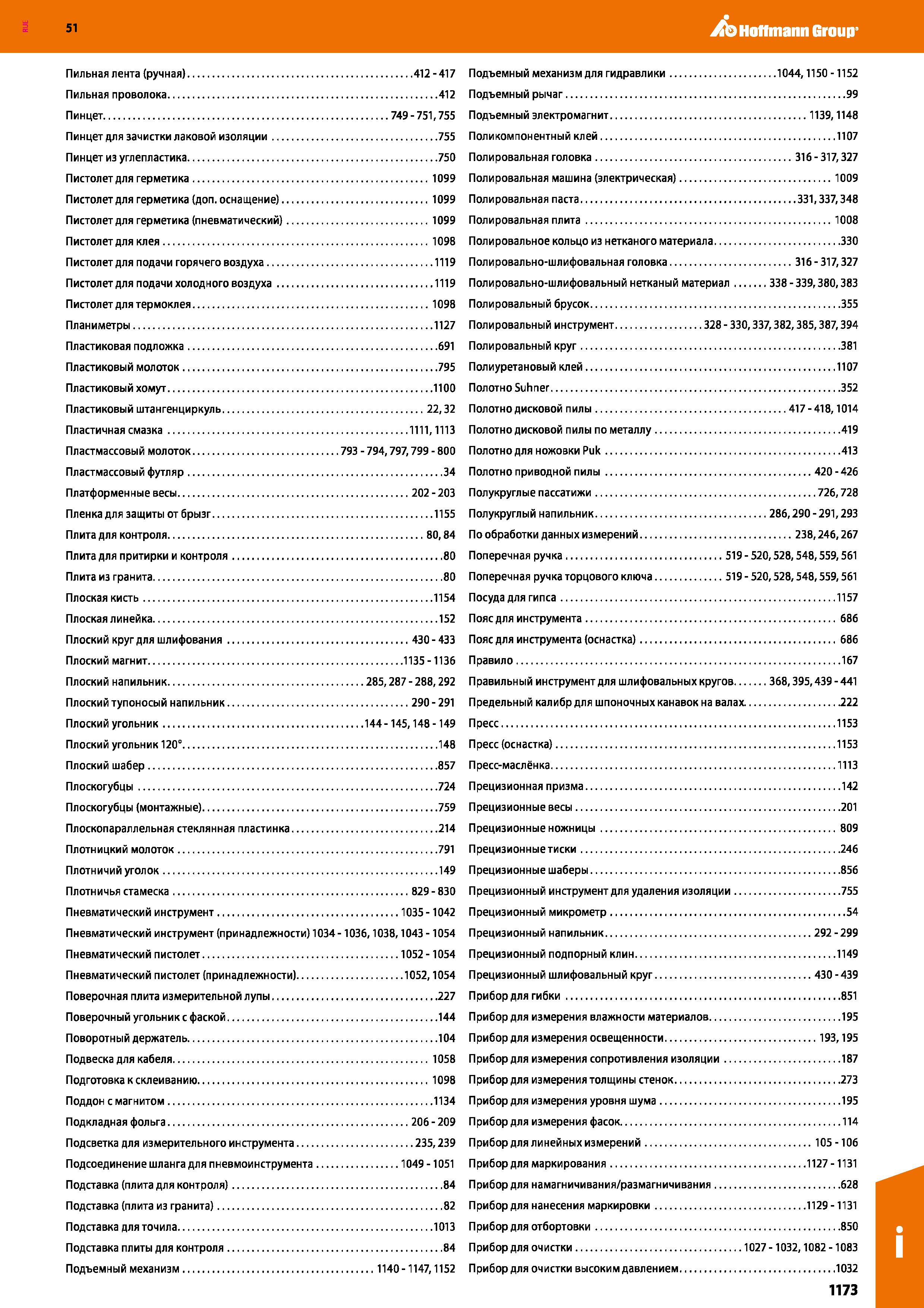 1173 Hoffmann Group 51 Пильная лента (ручная) 412-417 Пильная проволока 412 Пинцет 749 - 751,755 Пинцет для зачистки лаковой изоляции 755 Пинцет из уг Каталог HOFFMANN GROUP 2020 Измерительный и ручной инструмент Инвентарь Абразивы Шлифовальные и отрезные круги Электроинструмент Пневмоинструмент Штангенциркули Стр. 1173