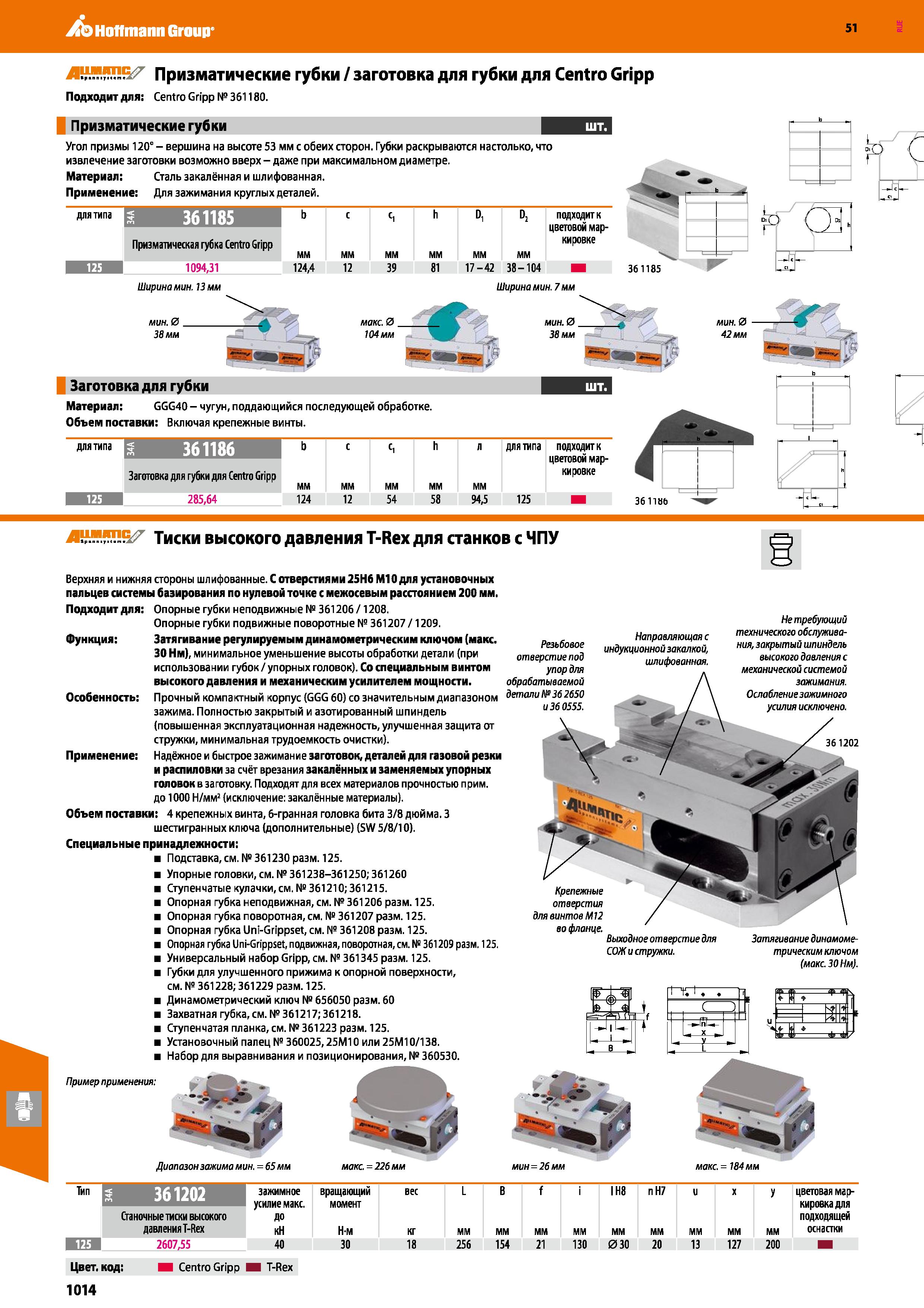 1014 Hoffmann Group 51 Призматические губки / заготовка для губки для Centro Gripp Подходит для: Centro Gripp № 361180 Призматические губки Угол призм Каталог HOFFMANN GROUP 2020 Режущий и вспомогательный инструмент для металлорежущих станков с ЧПУ и универсальных Сверла Фрезы Метчики Резцы Развертки Оснастка инструментальная Стр. 1014