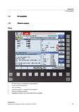 37 Наглядная иллюстрация основных областей экрана стойки ЧПУ Siemens Sinumerik 840D sl Обзор Активная область управления и режим работы Справочник пользователя SIEMENS 840D sl 828D SINUMERIK Фрезерная обработка Системы числового программного управления станками СЧПУ Версия 2012 Стр. 37