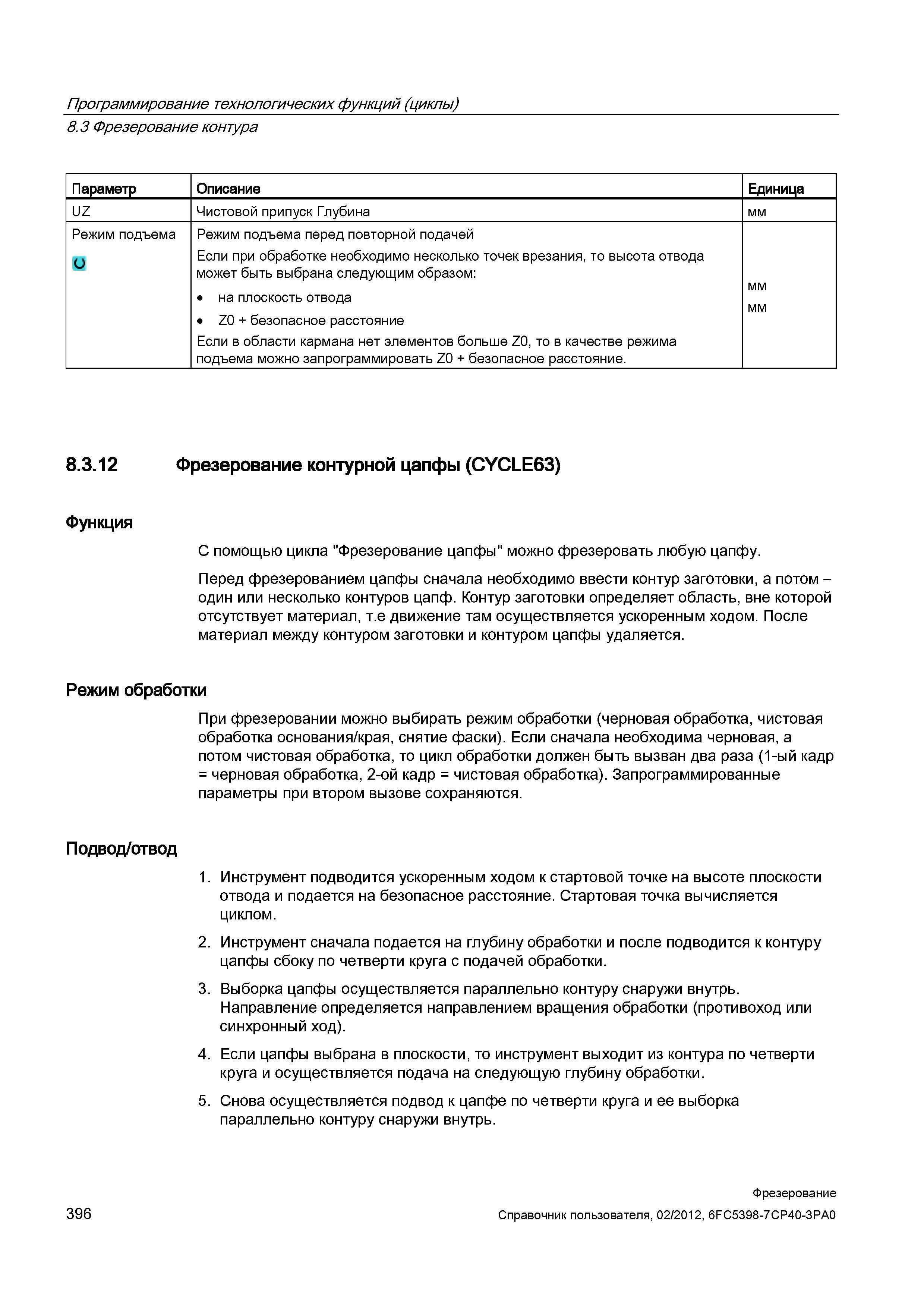 396 С помощью цикла Фрезерование цапфы можно фрезеровать любую цапфу Перед фрезерованием цапфы сначала необходимо ввести контур заготовки, а пот Справочник пользователя SIEMENS 840D sl 828D SINUMERIK Фрезерная обработка Системы числового программного управления станками СЧПУ Версия 2012 Стр. 396