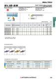 355 Малоразмерный токарный инструмент Mitsubishi по металлу SMALL TOOLS Каталог MITSUBISHI 2018 Инструмент для станков Пластины сменные режущие Фрезы концевые твердосплавные и сборные с СРП Сверла спиральные Резцы токарные Державки Стр. 355