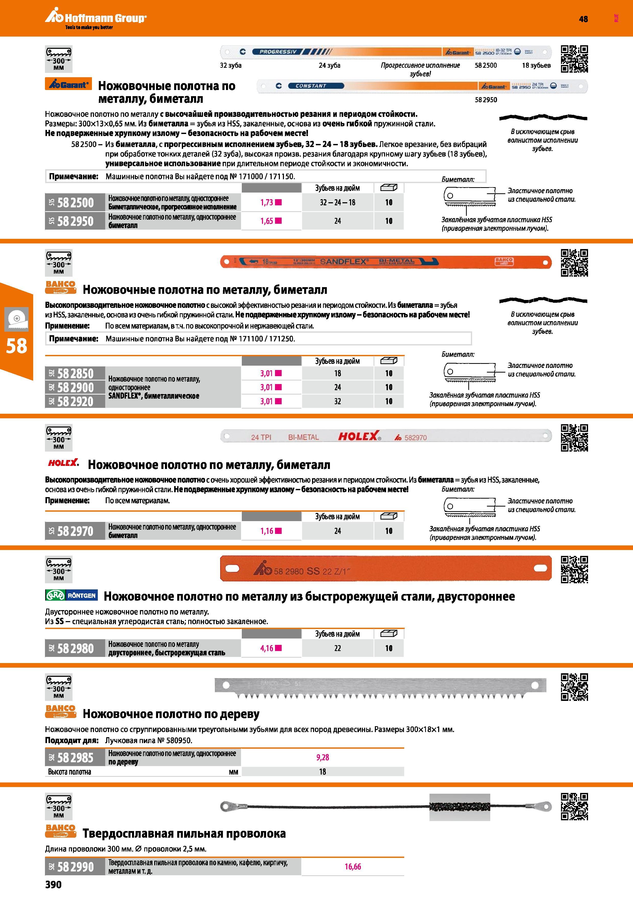 390 Ножовочное полото по металлу, одностороннее биметалл В исключающем срыв волнистом исполнении зубьев Эластичное полотно из специальной ста Каталог HOFFMANN GROUP 2017 Ручной слесарно-монтажный и контрольно-измерительный инструмент для производственных предприятиий и служб сервиса Инвентарь Стр. 390