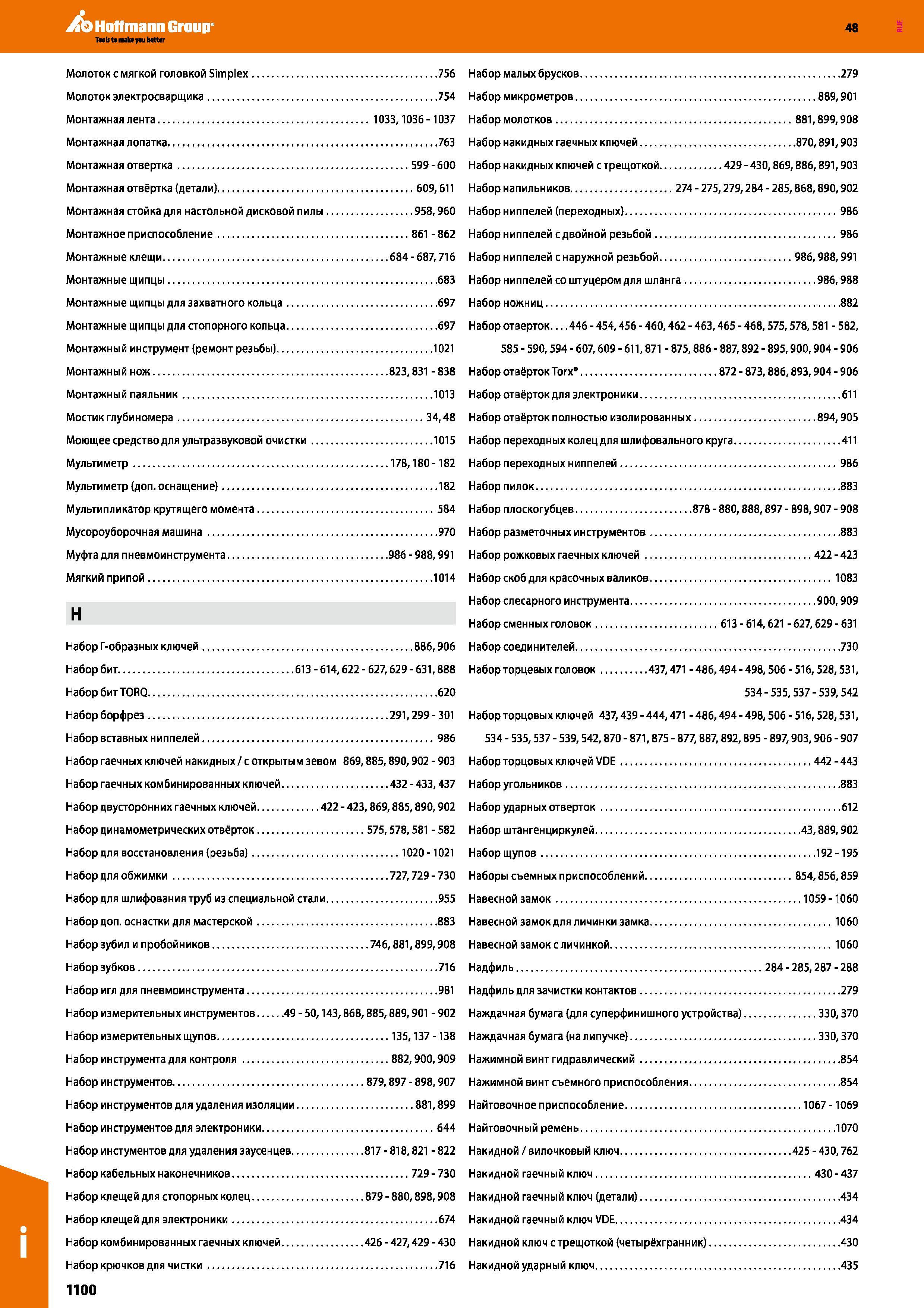 1100 Набор отвёрток полностью изолированных 894,905 Моющее средство для ультразвуковой очистки 1015 Набор переходных колец для шлифовального к Каталог HOFFMANN GROUP 2017 Ручной слесарно-монтажный и контрольно-измерительный инструмент для производственных предприятиий и служб сервиса Инвентарь Стр. 1100