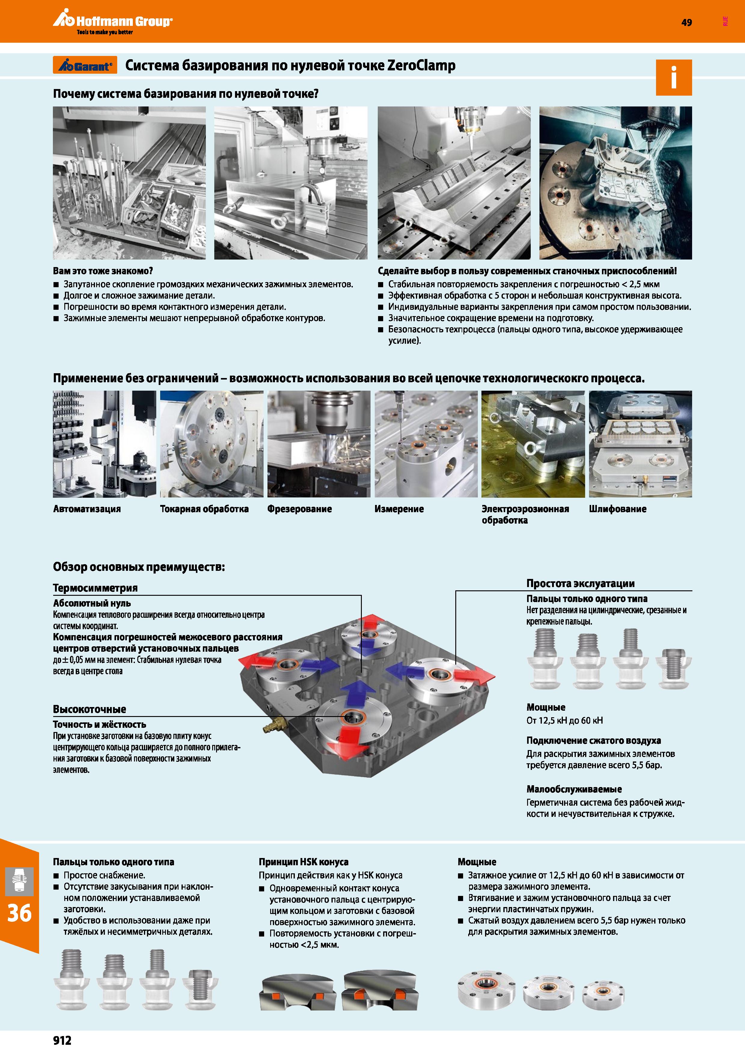 912 Hoffmann Group 49 ifc Garant Система базирования по нулевой точке ZeroClamp Почему система базирования по нулевой точке Вам это тоже Каталог HOFFMANN GROUP 2018 Профессиональный режущий и вспомогательный инструмент для промышленного оборудования Сверла Фрезы Метчики Державки Стр. 912