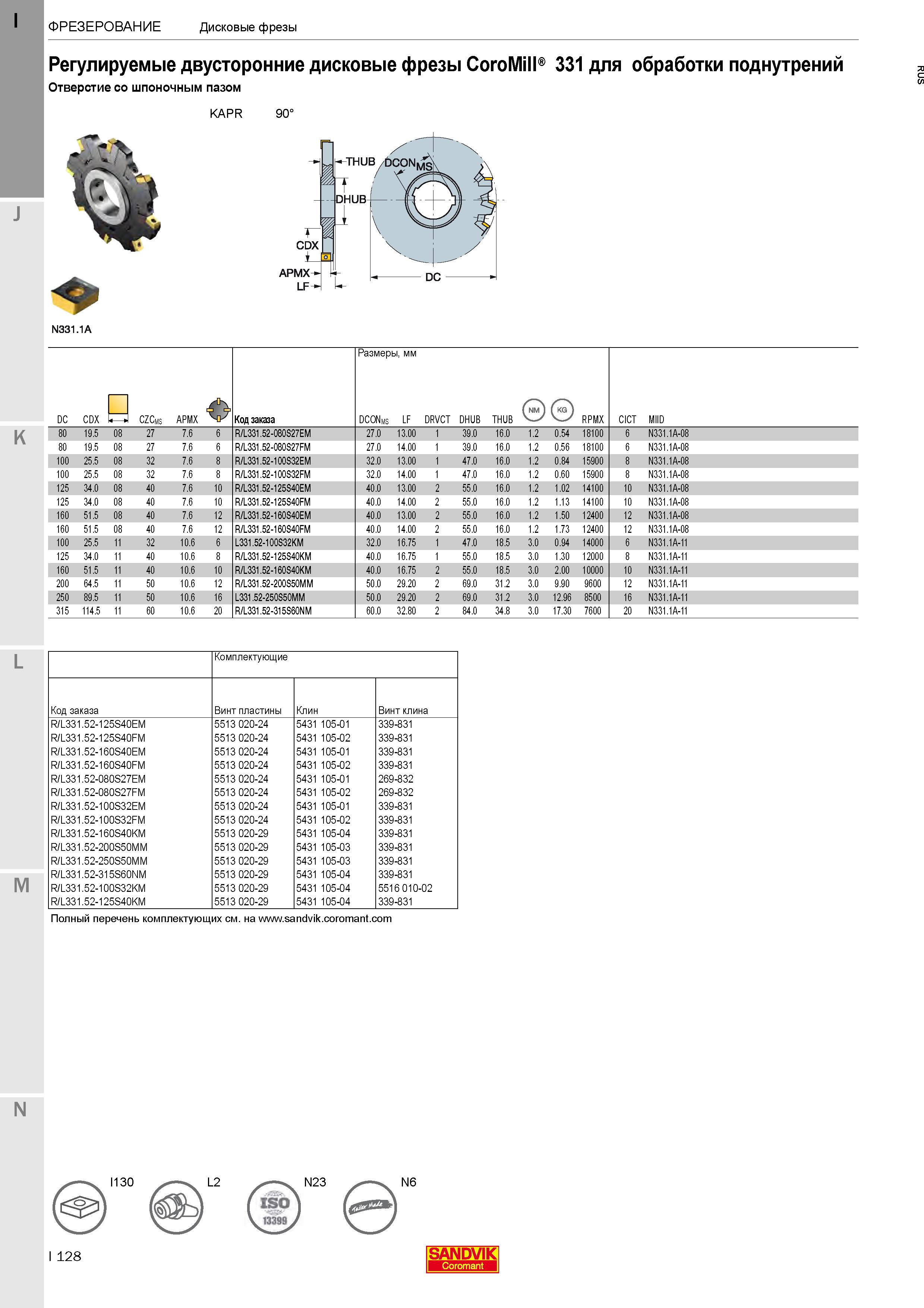 132  Каталог SANDVIK COROMANT 2020 Фрезы и сверла с СМП Расточной инструмент Принадлежности и оснастка для станков Стр. I128