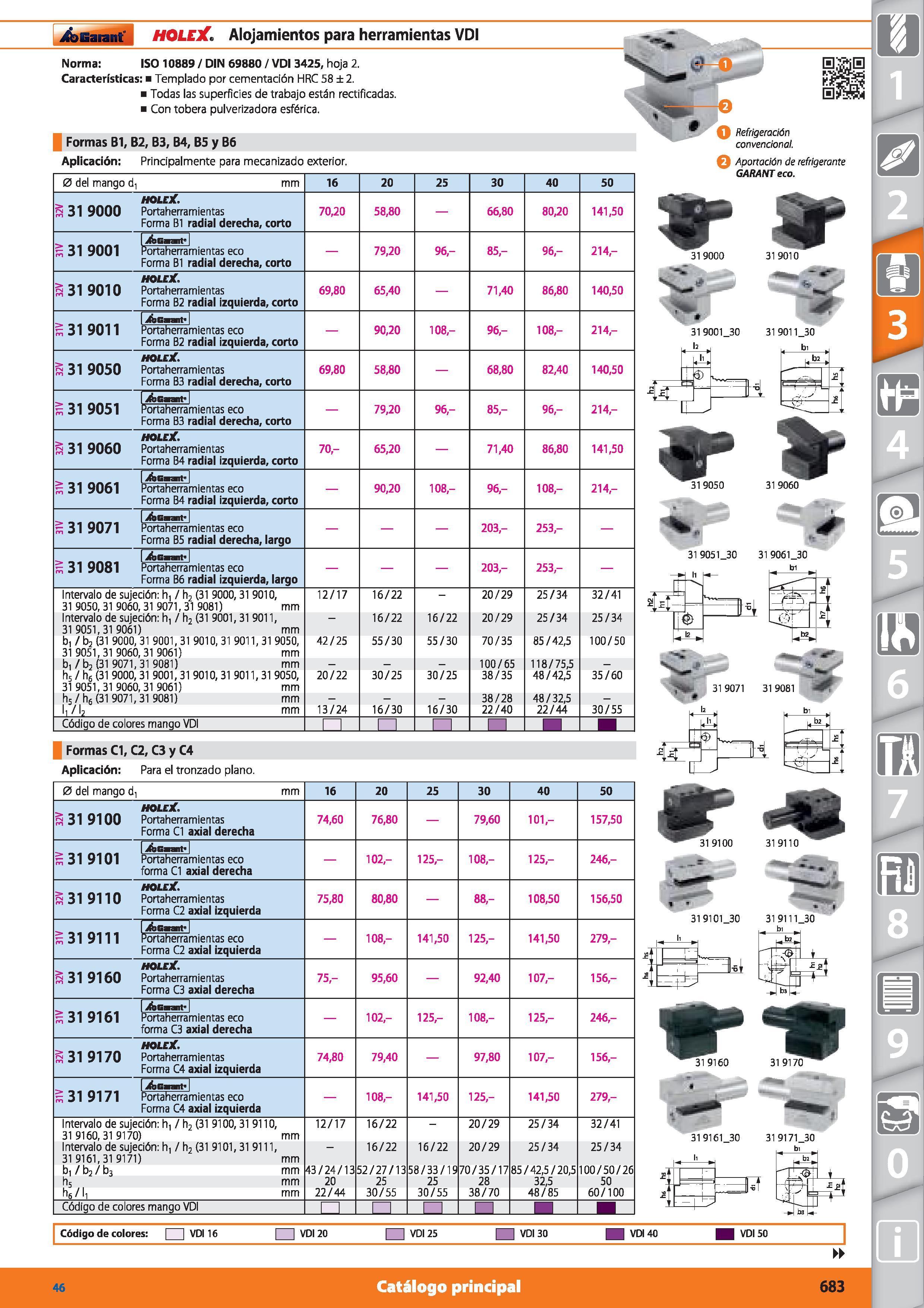 683 Garant ¡ HOLEX Alojamientos para herramientas VDI Norma: ISO 10889 / DIN 69880 / VDI 3425, hoja 2 Características: Templado por cementación HRC 5 Каталог HOFFMANN GROUP 2015 Инструмент режущий слесарный измерительный абразивный Оборудование Комплексные поставки для промышленных предприятий Стр. 683 SPA