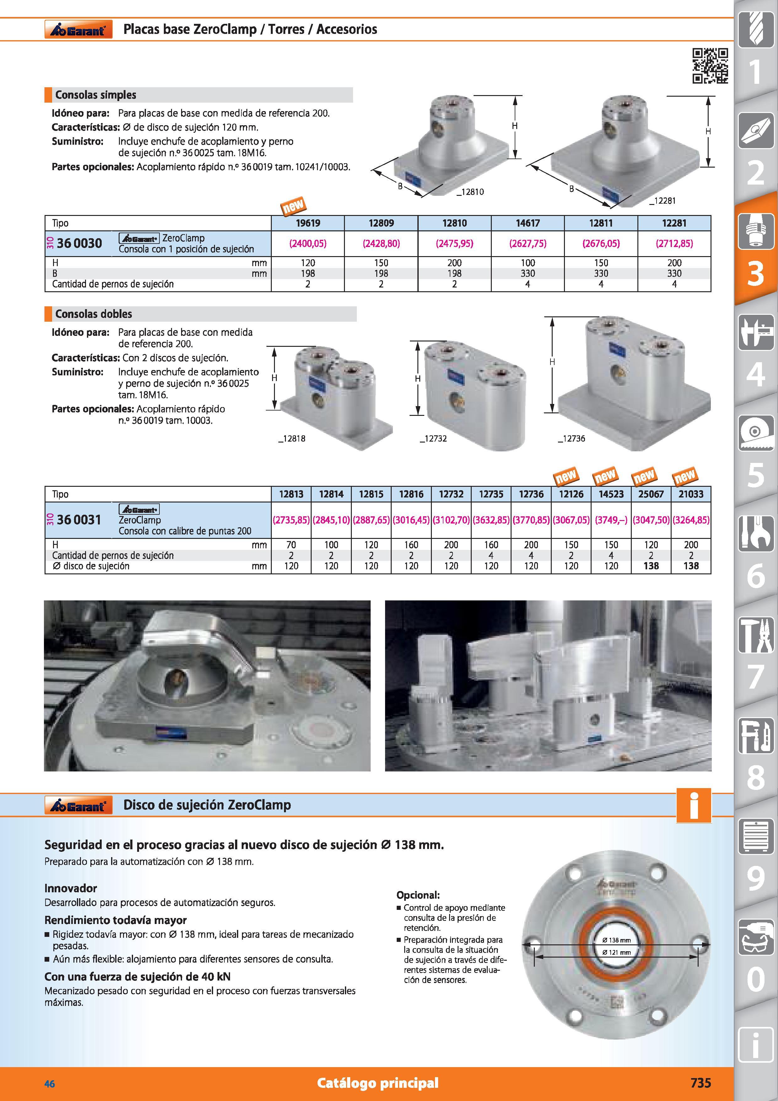 735 Garant Placas base ZeroClamp / Torres / Accesorios Consolas simples Idóneo para: Para placas de base con medida de referencia 200 Características Каталог HOFFMANN GROUP 2015 Инструмент режущий слесарный измерительный абразивный Оборудование Комплексные поставки для промышленных предприятий Стр. 735 SPA