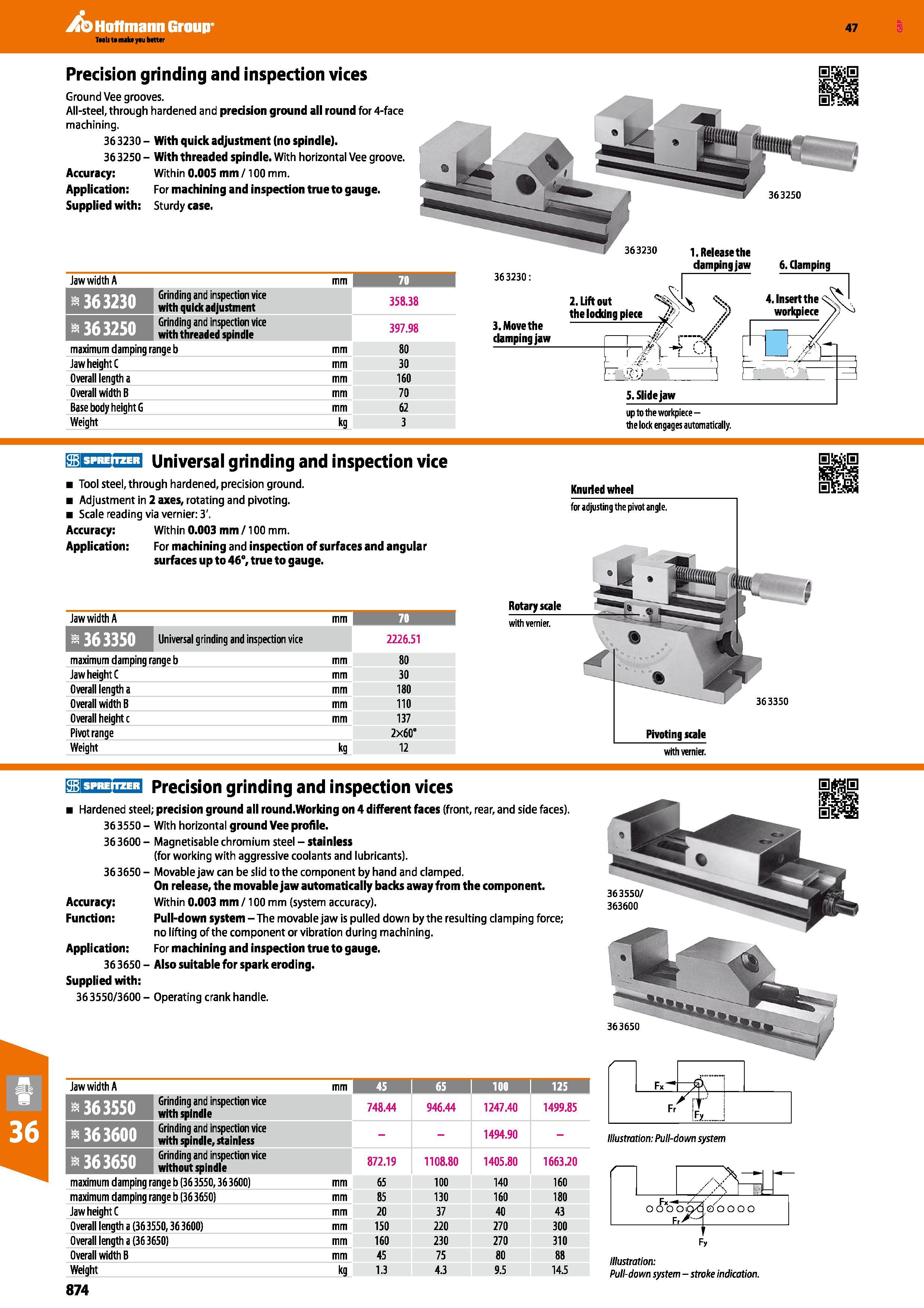 874 Hoffmann Group Taals to make yau better 47 Precision grinding and inspection vices Ground Vee grooves All-steel, through hardened and precision g Каталог HOFFMANN GROUP 2016 Станочный режущий и вспомогательный инструмент для металлорежущих универсальных станков центров и комплексов с ЧПУ Версия 47 Стр. 874