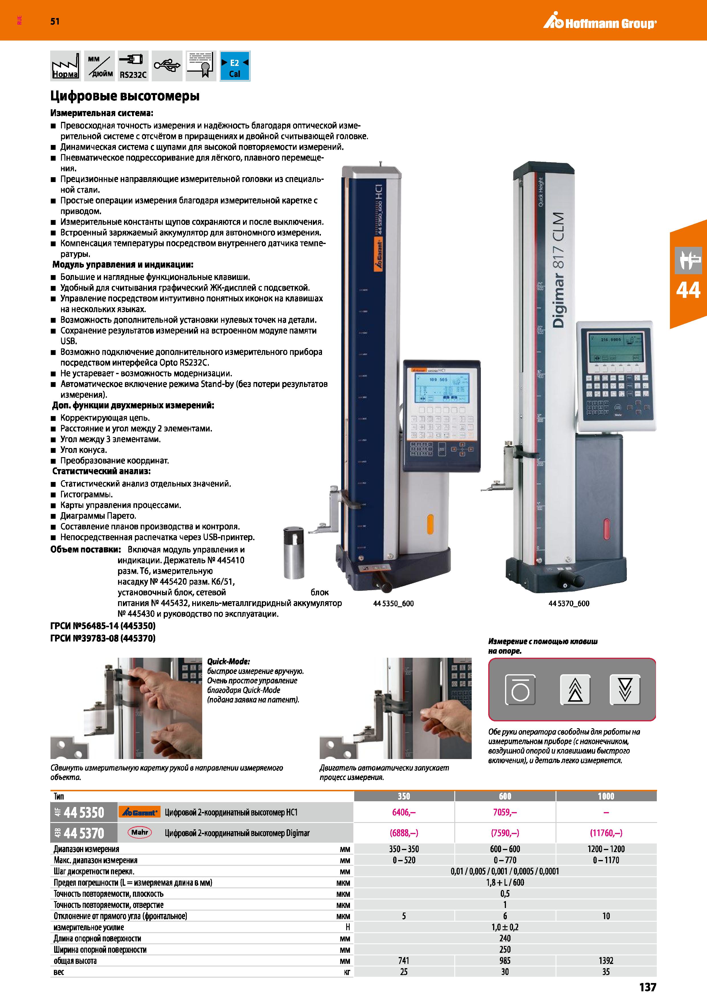 137 Hoffmann Group 51 nknI Норма Цифровые высотомеры Измерительная система: Превосходная точность измерения и надёжность благодаря оптической измерит Каталог HOFFMANN GROUP 2020 Измерительный и ручной инструмент Инвентарь Абразивы Шлифовальные и отрезные круги Электроинструмент Пневмоинструмент Штангенциркули Стр. 137