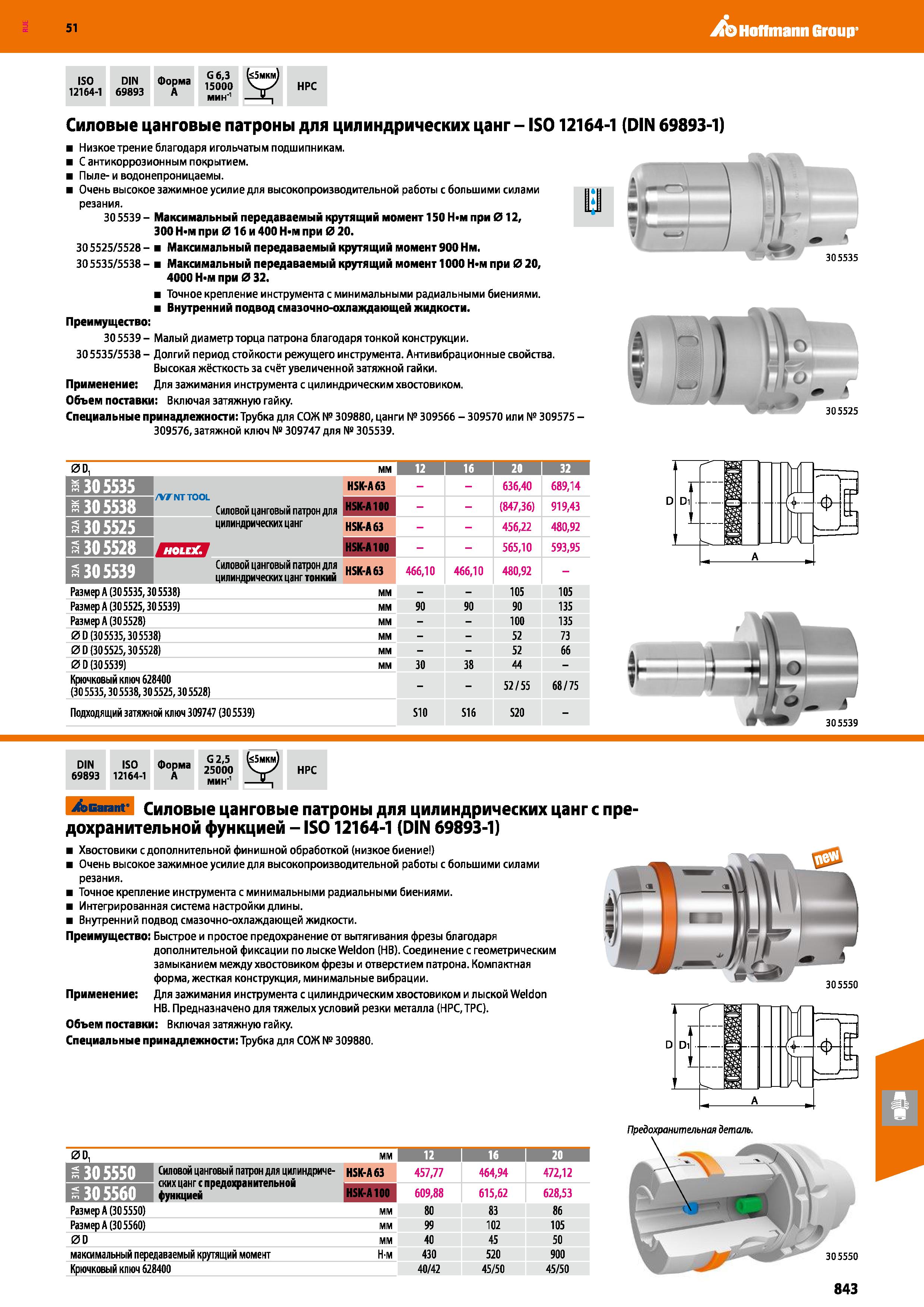 843 Hoffmann Group 51 ISO DIN Форма 12164-1 69893 А G6,3 15000 HPC Силовые цанговые патроны для цилиндрических цанг - IS012164-1 Низкое трение благод Каталог HOFFMANN GROUP 2020 Режущий и вспомогательный инструмент для металлорежущих станков с ЧПУ и универсальных Сверла Фрезы Метчики Резцы Развертки Оснастка инструментальная Стр. 843