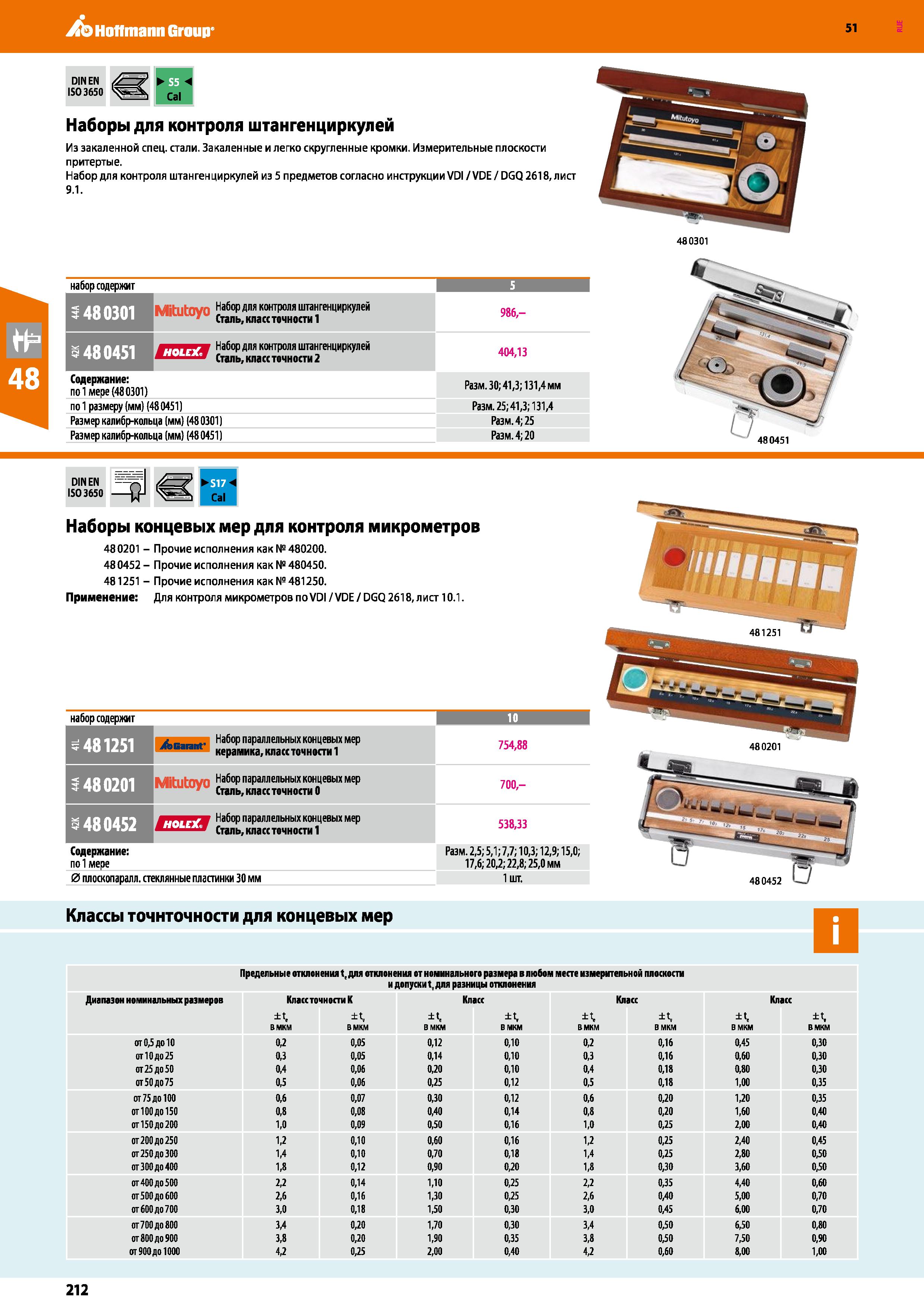 212 Hoffmann Group 51 DINEN ISO 3650 Наборы для контроля штангенциркулей Из закаленной спец стали Закаленные и легко скругленные кромки Измерительные Каталог HOFFMANN GROUP 2020 Измерительный и ручной инструмент Инвентарь Абразивы Шлифовальные и отрезные круги Электроинструмент Пневмоинструмент Штангенциркули Стр. 212