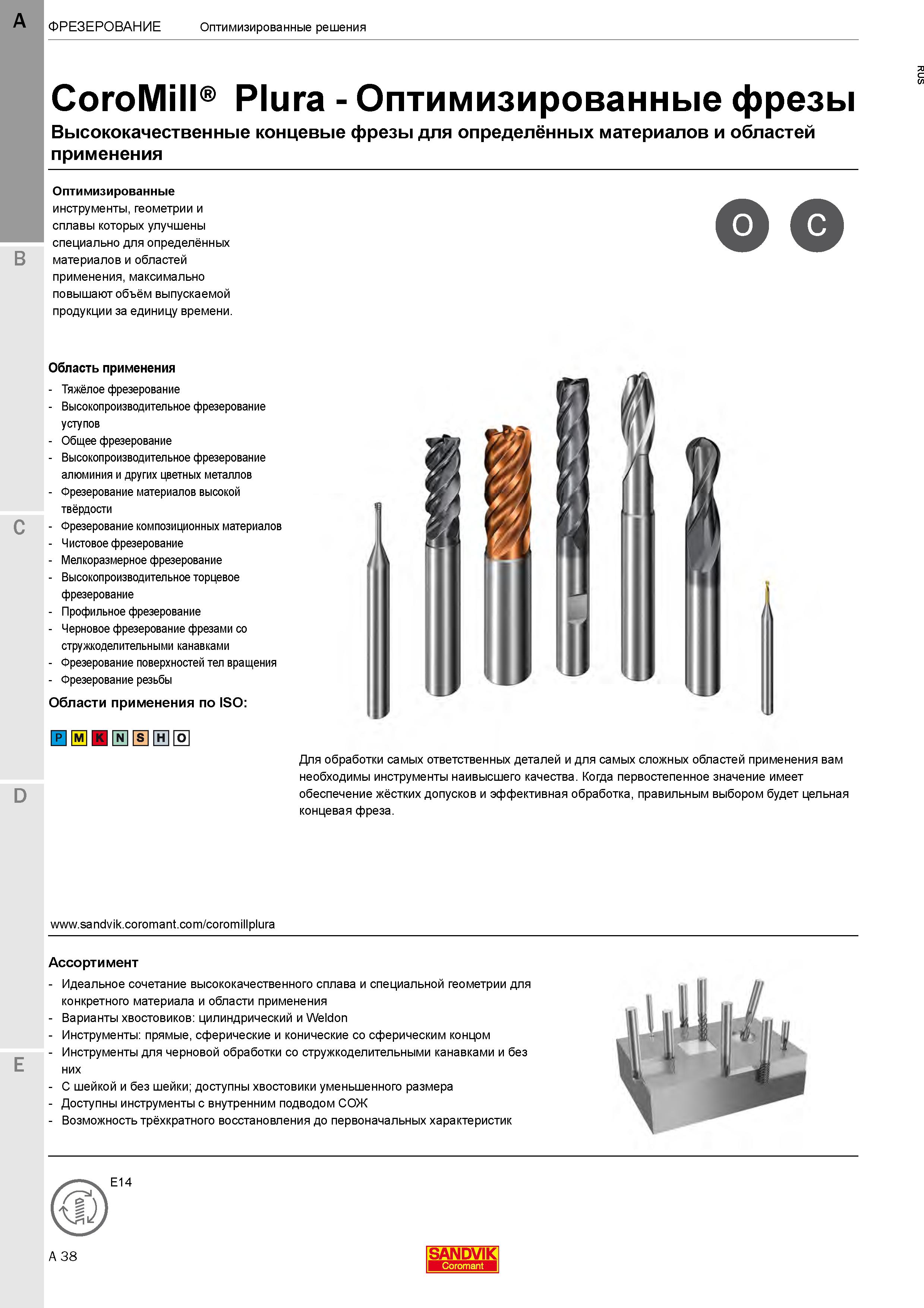 44  Каталог SANDVIK COROMANT 2020 Цельный металлорежущий инструмент Спиральные сверла Твердосплавные фрезы Развертки Метчики Стр. A38